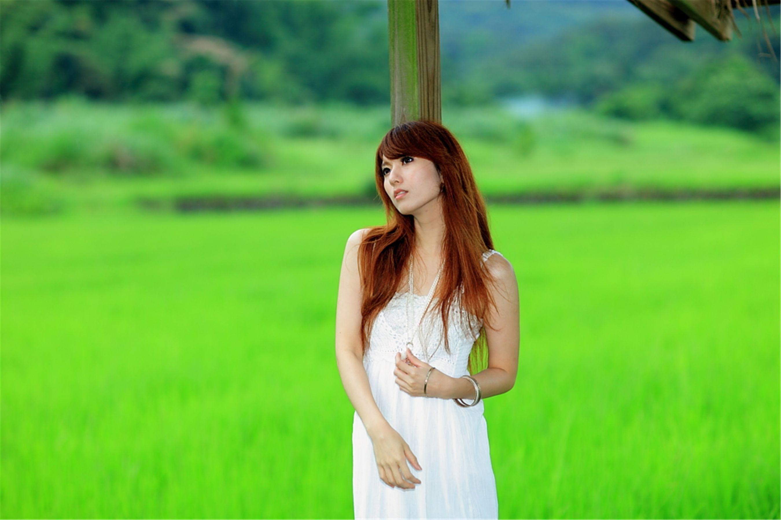 台湾正妹小静《农场初夏田园风光》唯美白裙系列