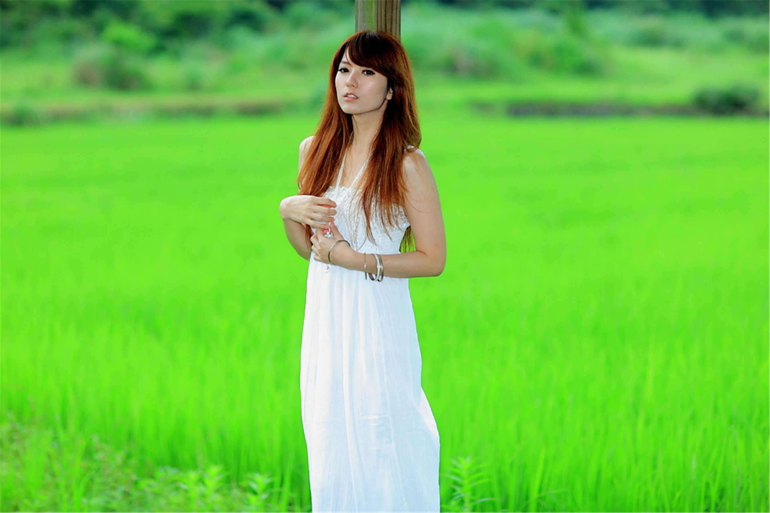 台湾正妹小静《农场初夏田园风光》唯美白裙系列