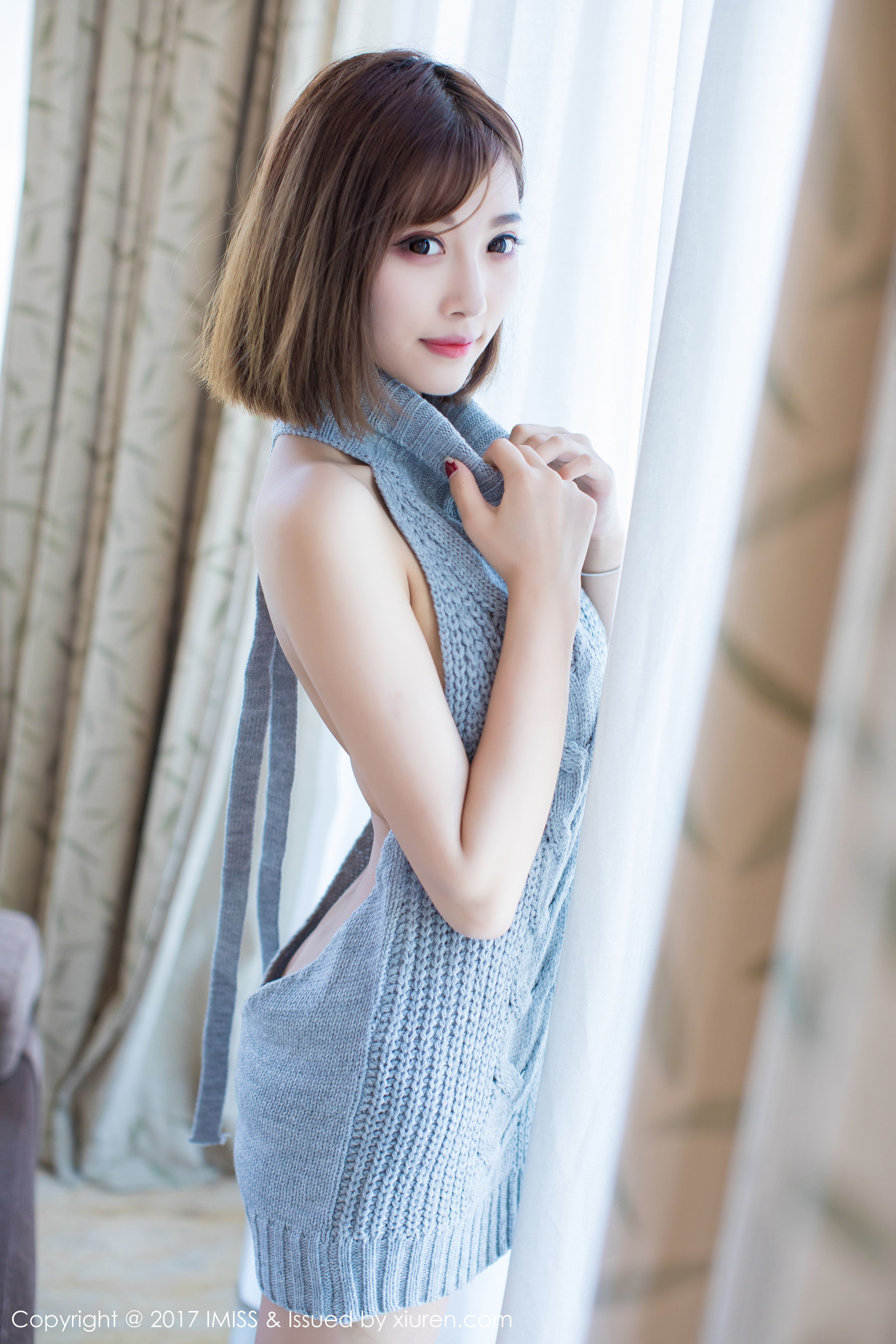 杨晨晨sugar《蕾丝内衣+开背毛衣》 [爱蜜社IMISS] VOL.166