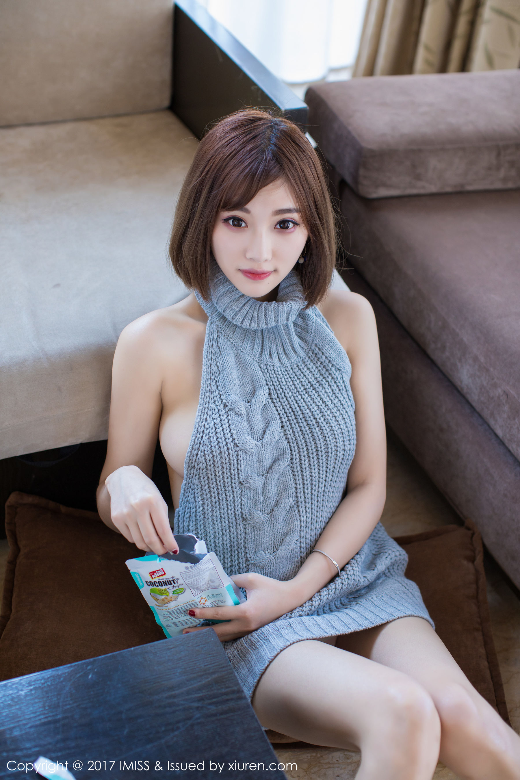 杨晨晨sugar《蕾丝内衣+开背毛衣》 [爱蜜社IMISS] VOL.166