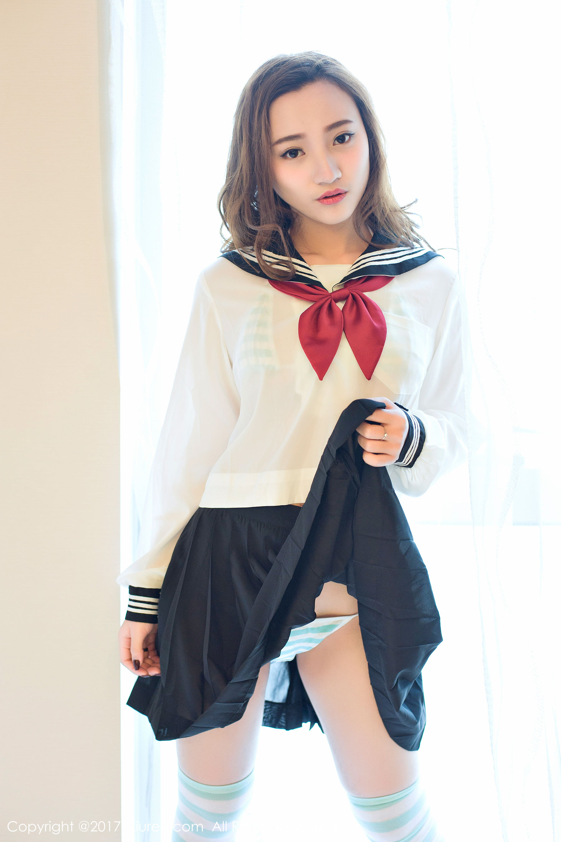 翟奥奥baby《日系学生透明制服、日系卡哇伊内衣、粉红色内衣》 [秀人网XIUREN] No.673