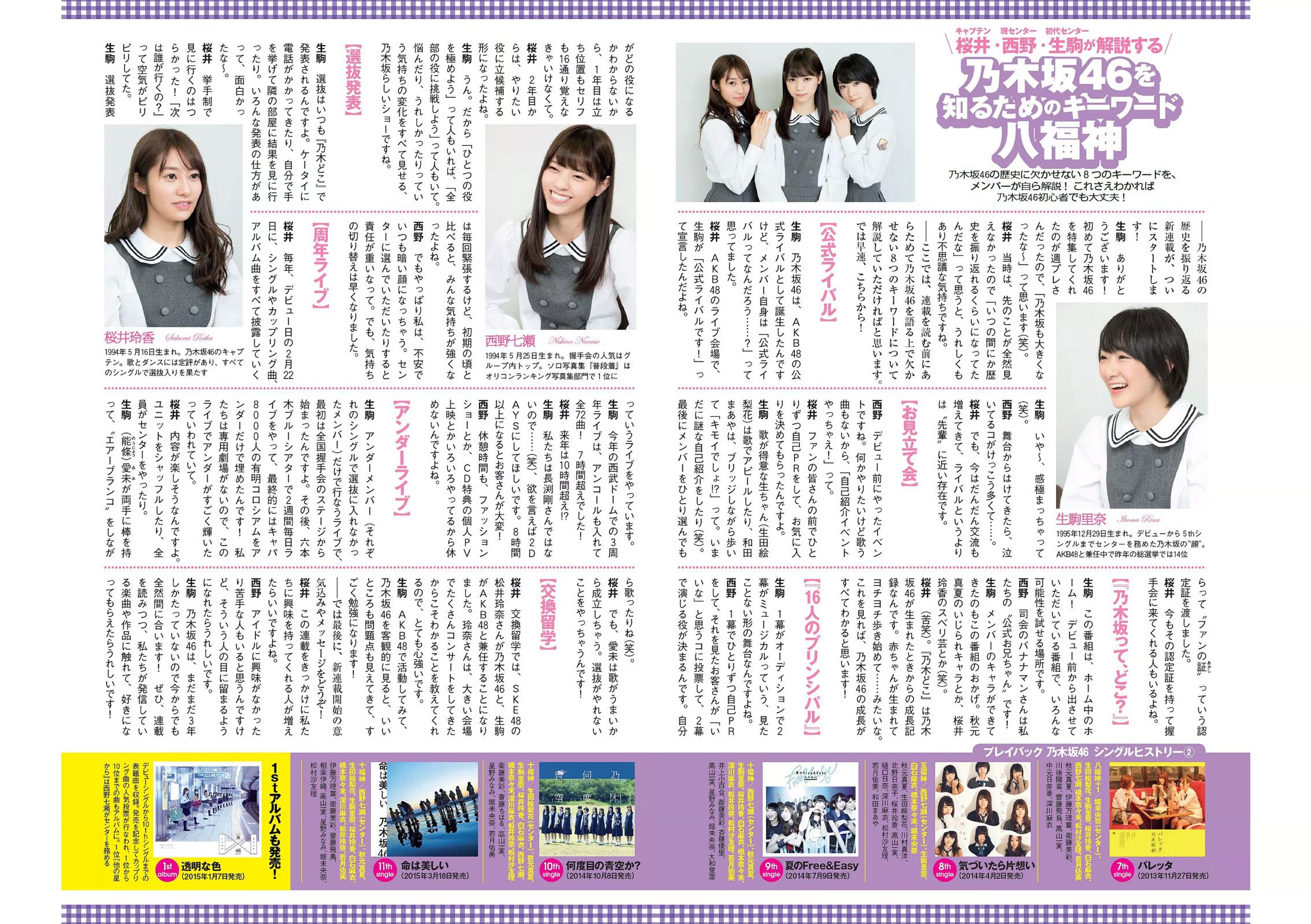 小嶋陽菜 乃木坂46 佐藤ありさ 中村静香 橋本奈々未 都丸紗也華 森崎まみ 兎丸愛美 瑠川リナ [Weekly Playboy] 2015年No.13 写真杂志