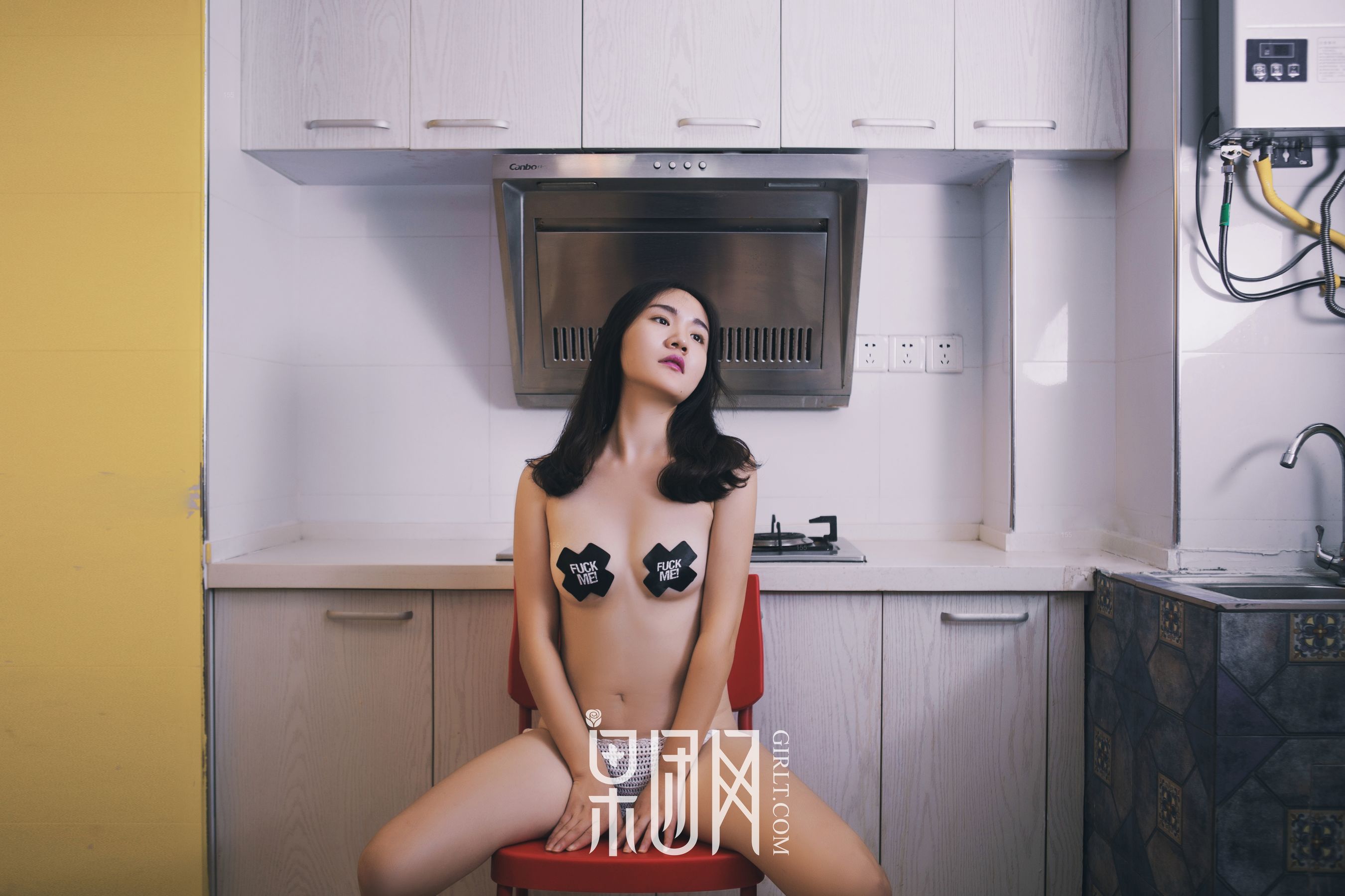 针织网杉搭配牛仔短裤 [果团网Girlt] No.101