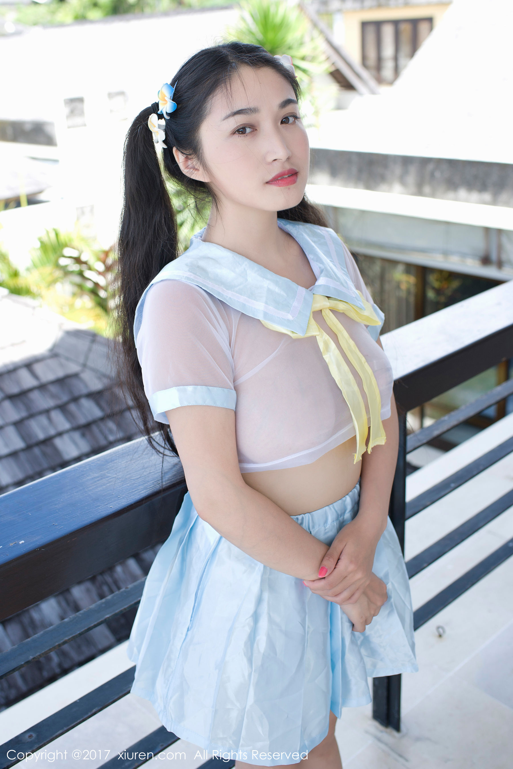 盼盼龙女sunny《牛奶浴学生装+透明学生装+黑色乳贴》 [秀人XiuRen] NO.853