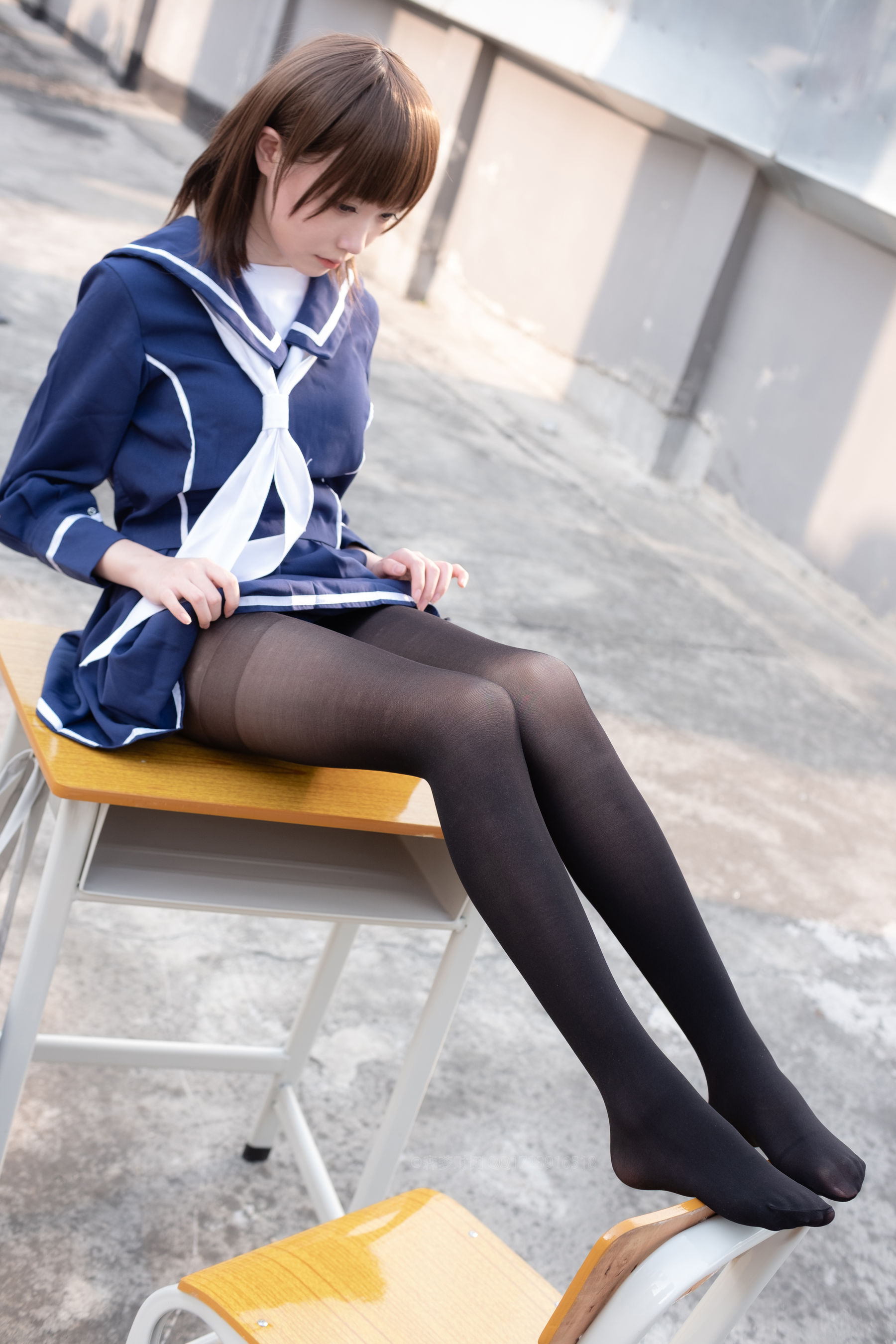 [森萝财团] X-043 天台黑丝水手服