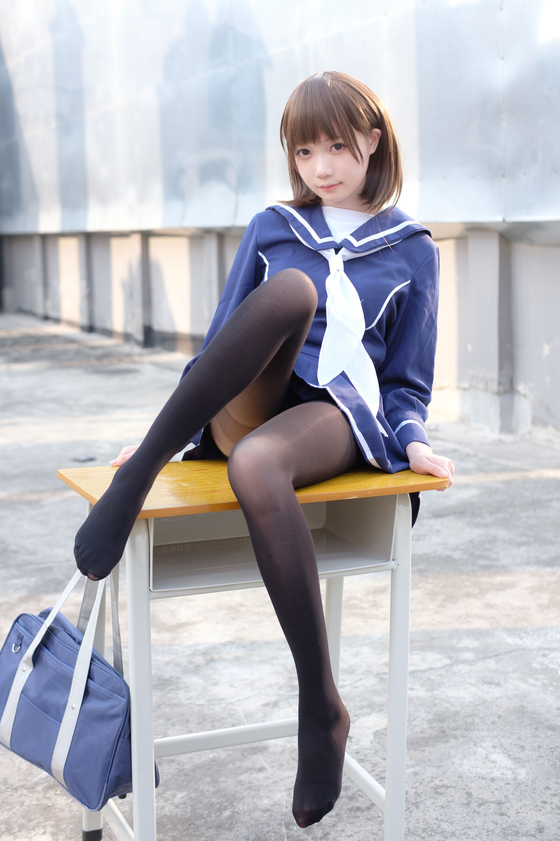 [森萝财团] X-043 天台黑丝水手服