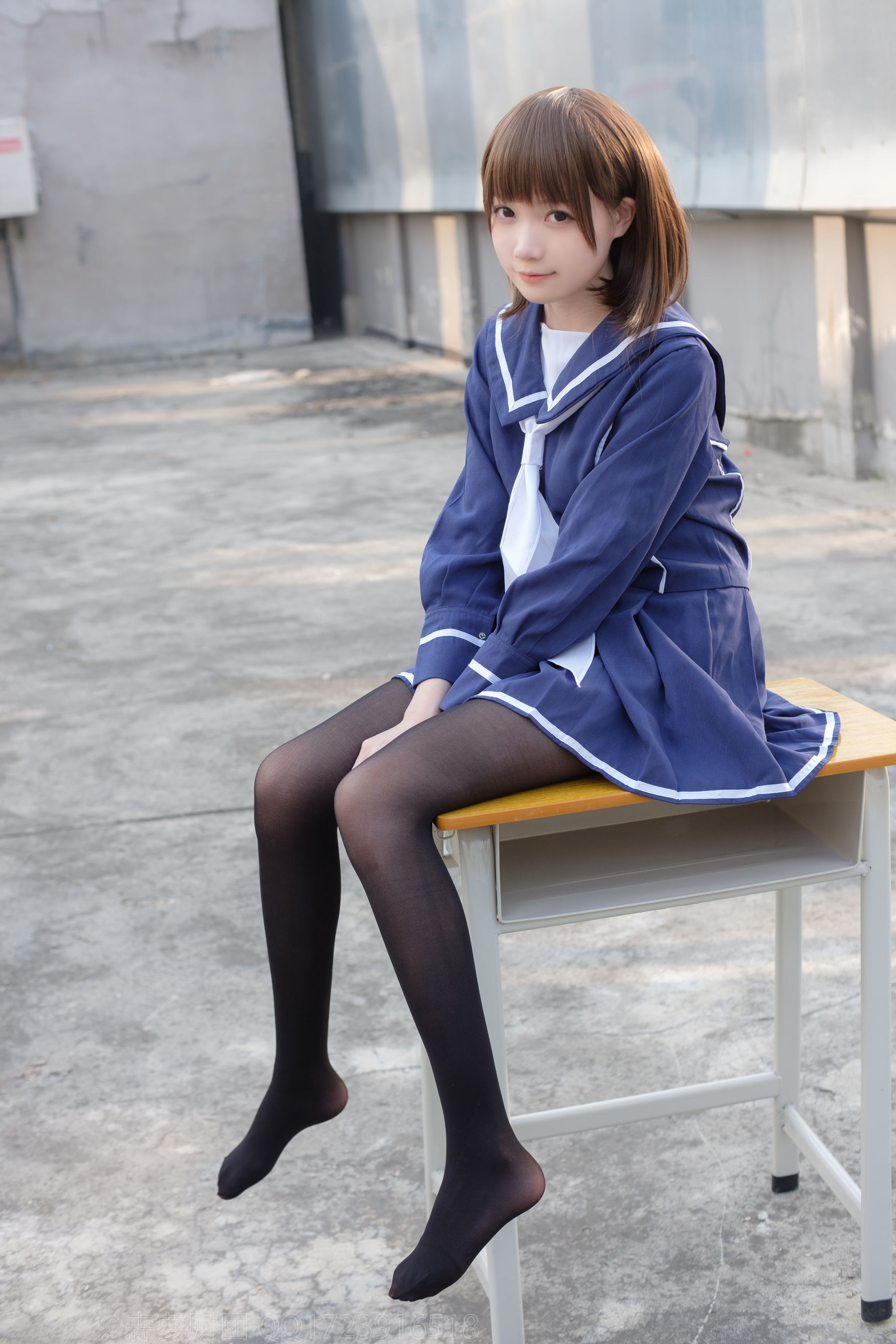 [森萝财团] X-043 天台黑丝水手服
