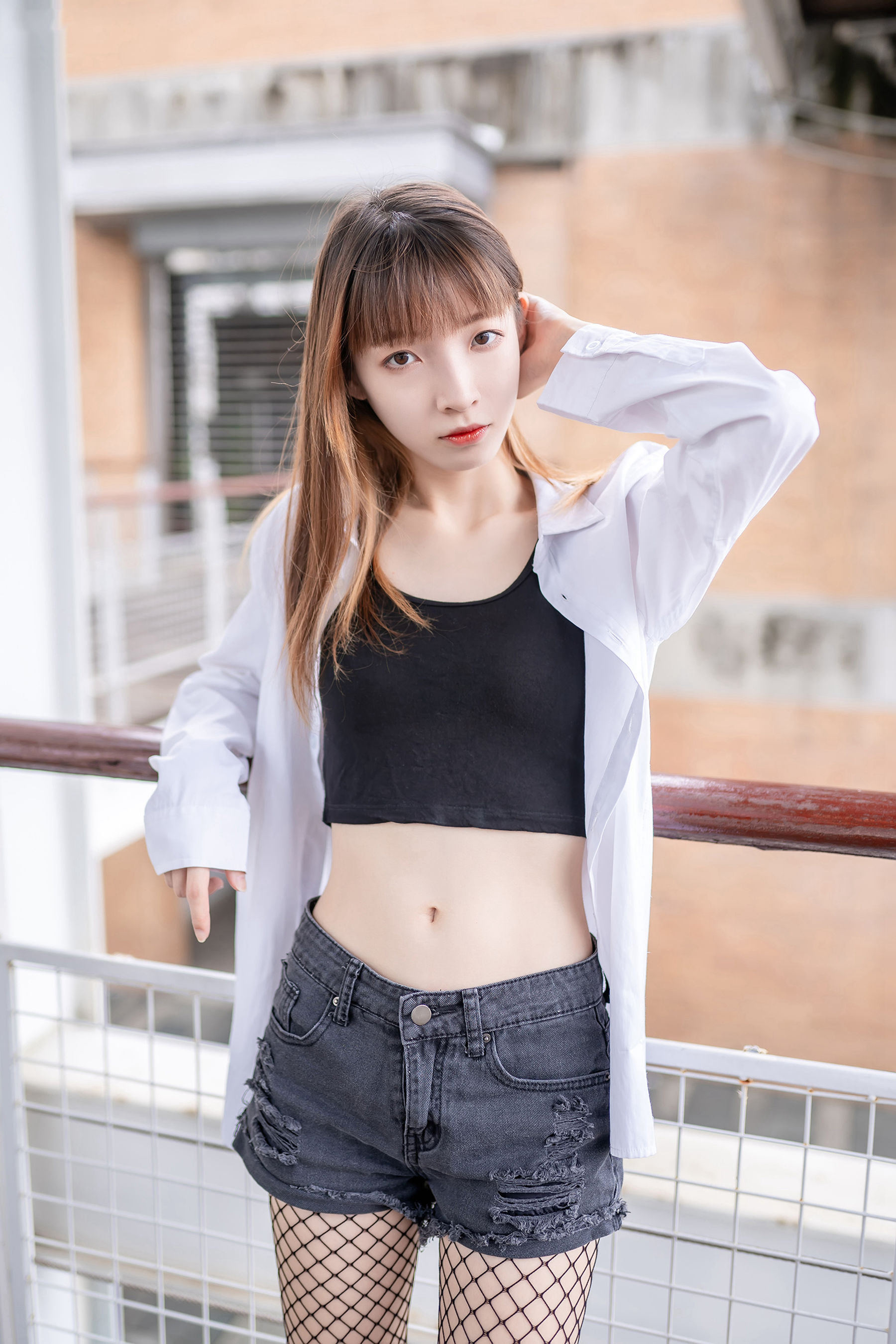 [风之领域] NO.094 祖木子 超短牛仔短裤黑网袜