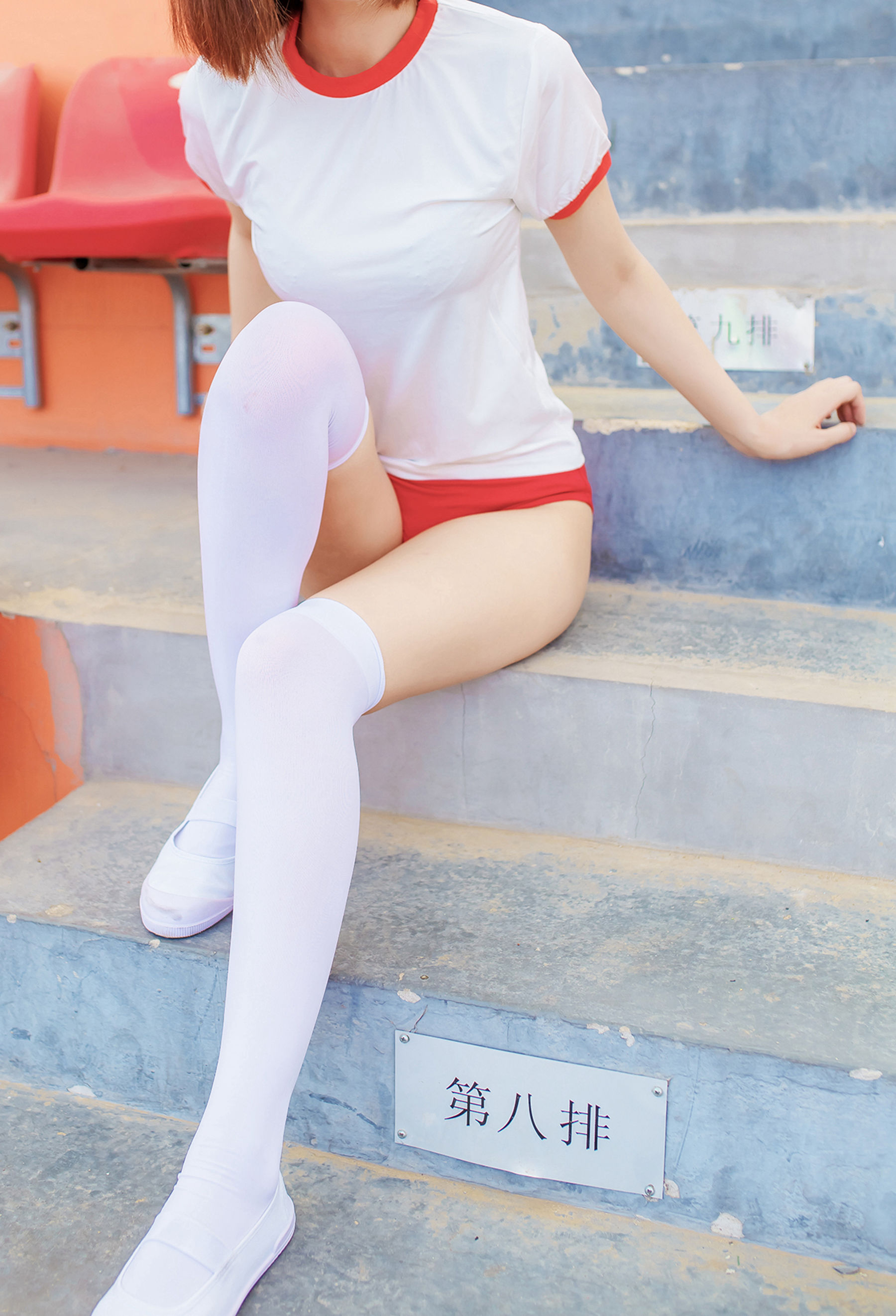 [风之领域] NO.132 体操服少女的过膝白丝