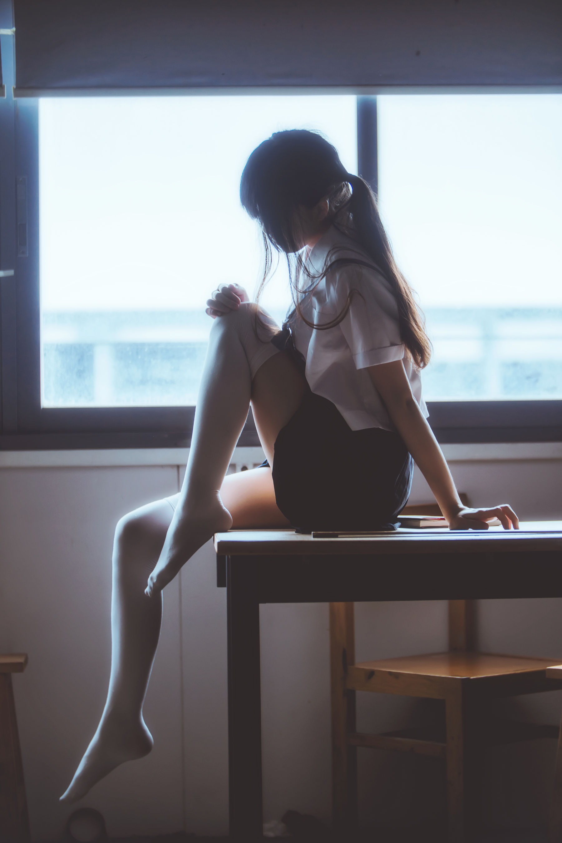 [萝莉COS] 桜桃喵《蓝白水手服》
