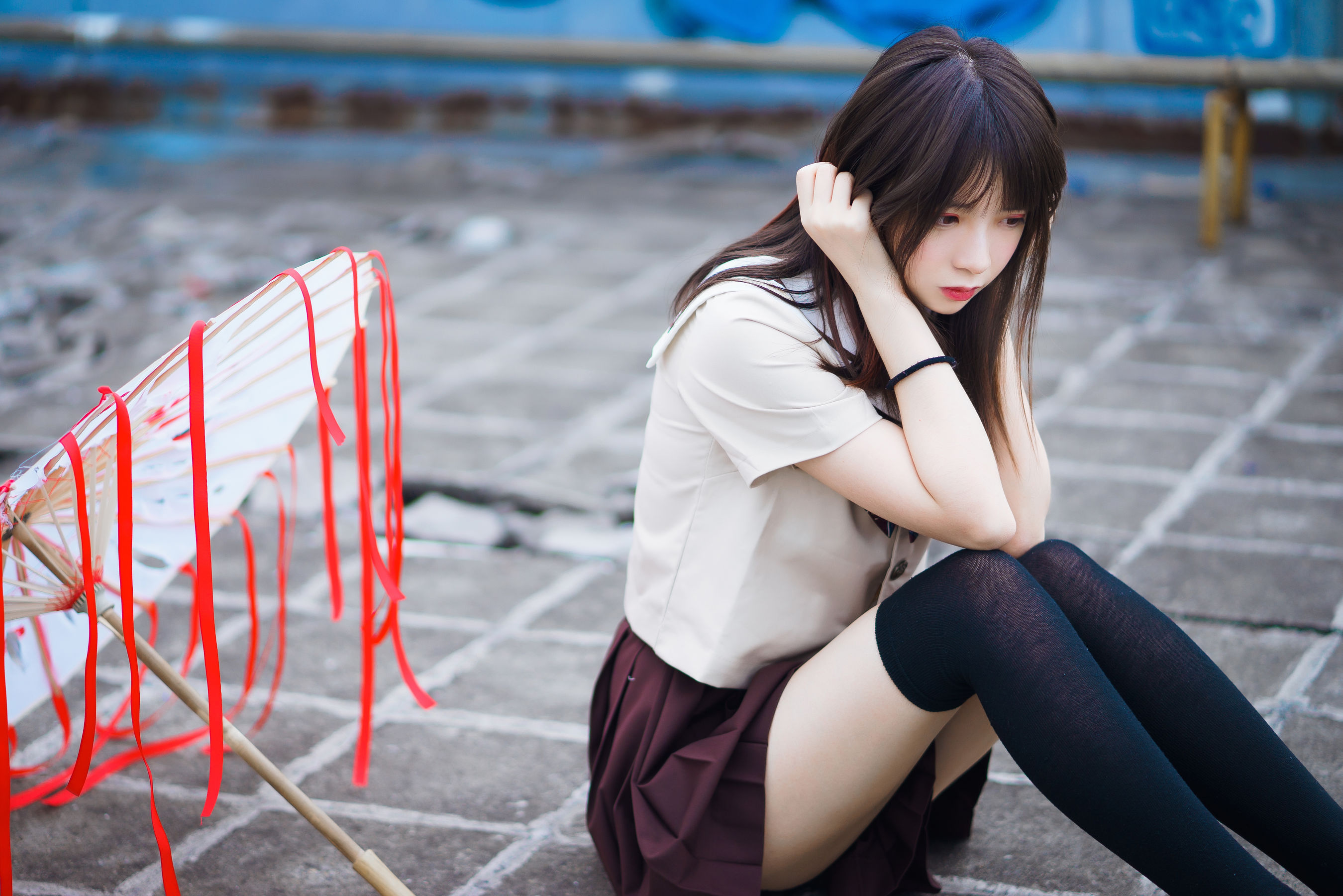[萝莉COS] 疯猫ss《丝袜狂想曲(伞)》