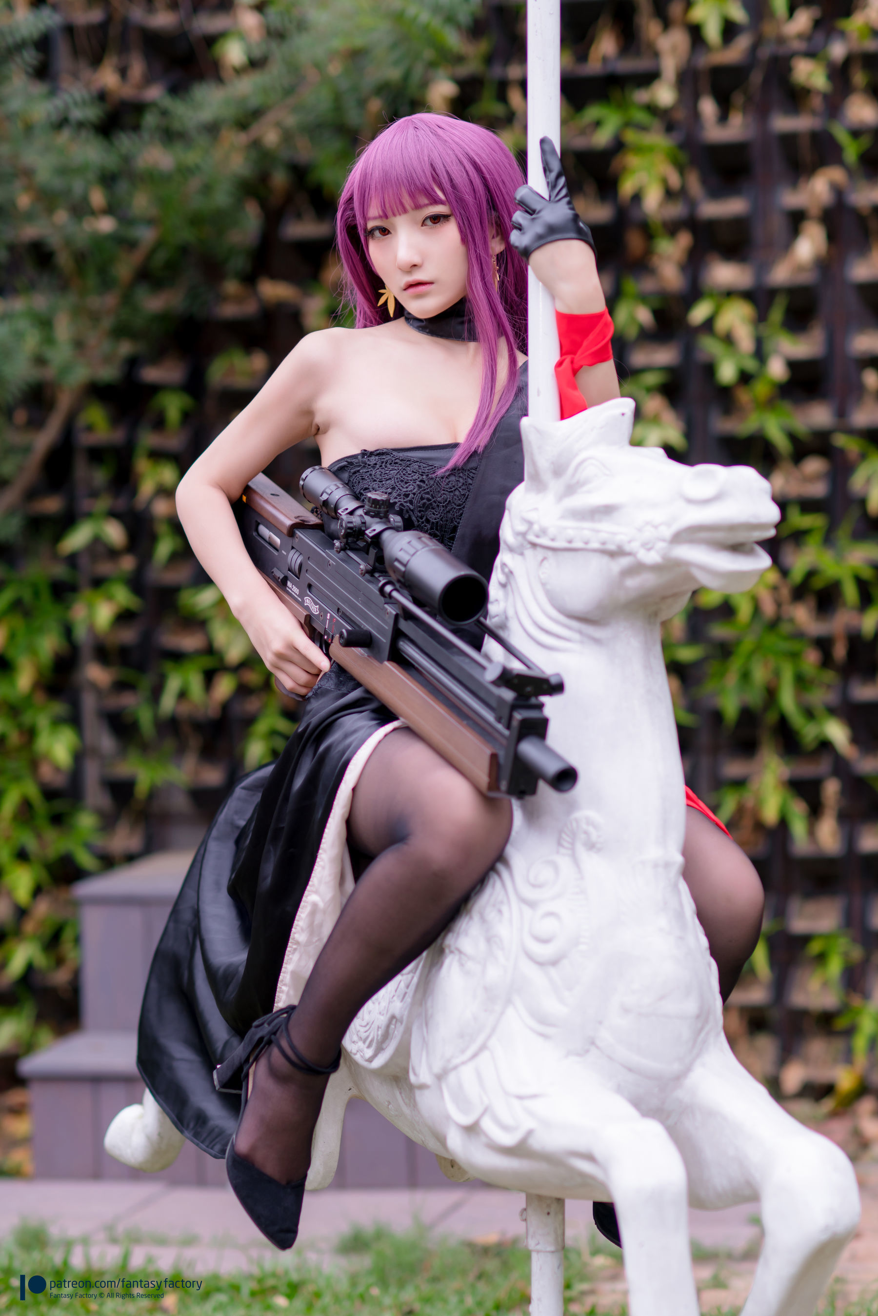 [Fantasy Factory] 小丁Cosplay - 黑丝 黑胶 女杀手