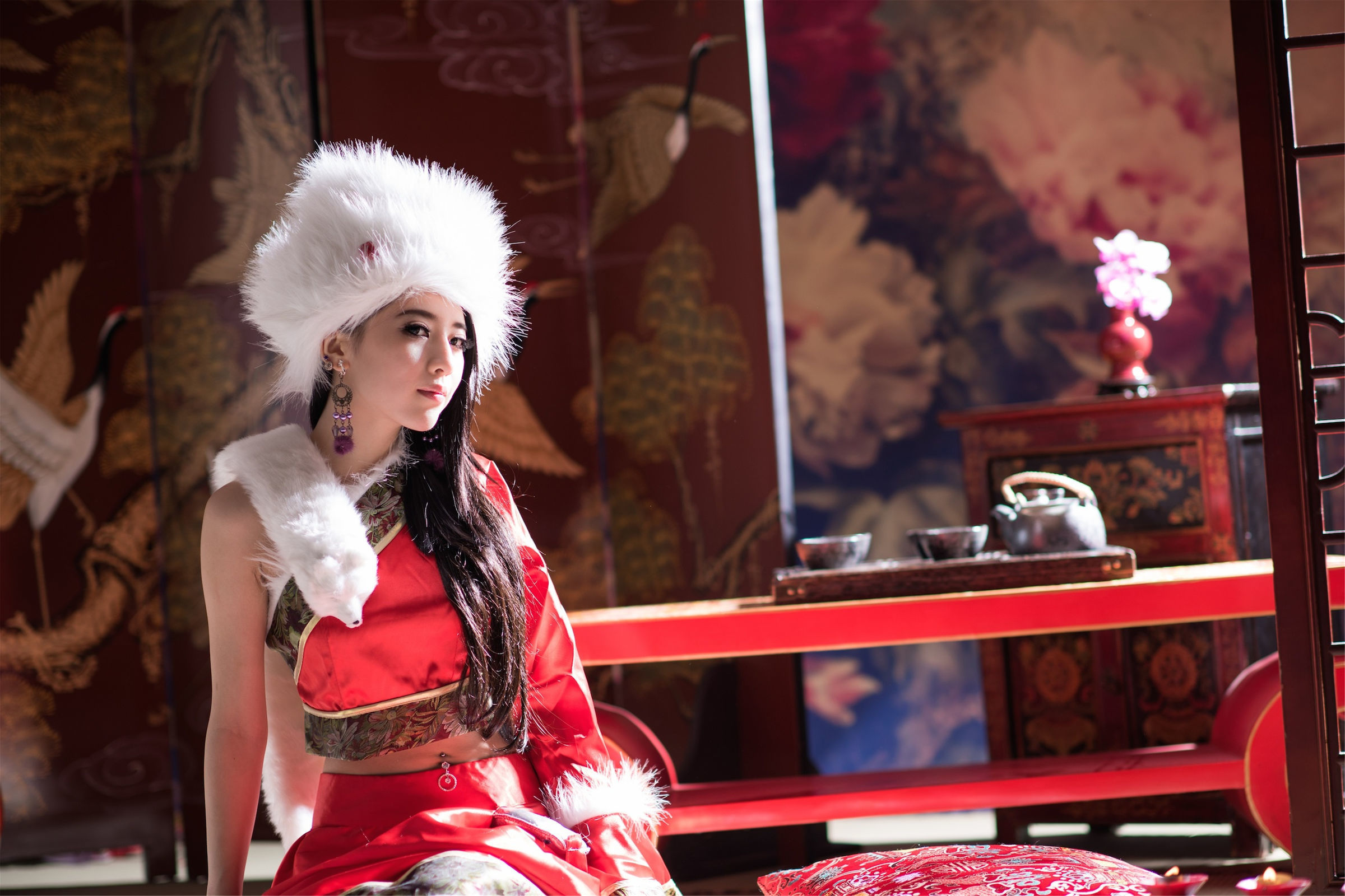 [台湾美女] 宅男女神张楚曼-中国风圣诞节琴二棚