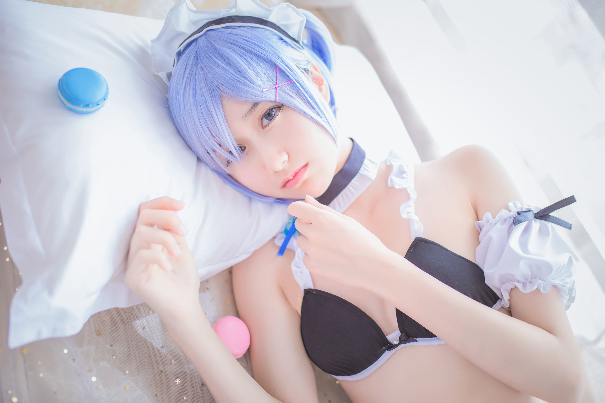 [萝莉COS] 木绵绵OwO - 蕾姆泳装+兔女郎