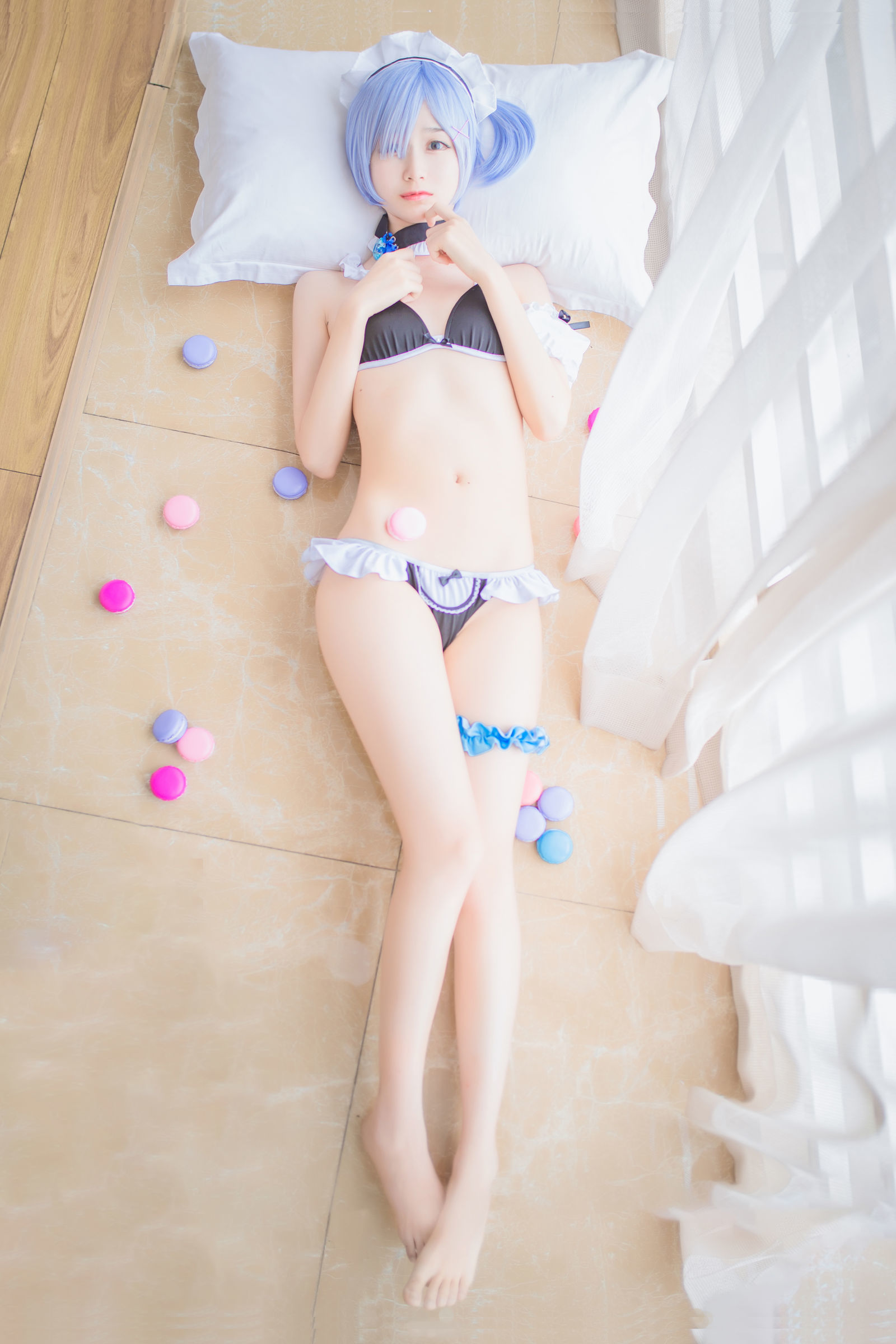 [萝莉COS] 木绵绵OwO - 蕾姆泳装+兔女郎
