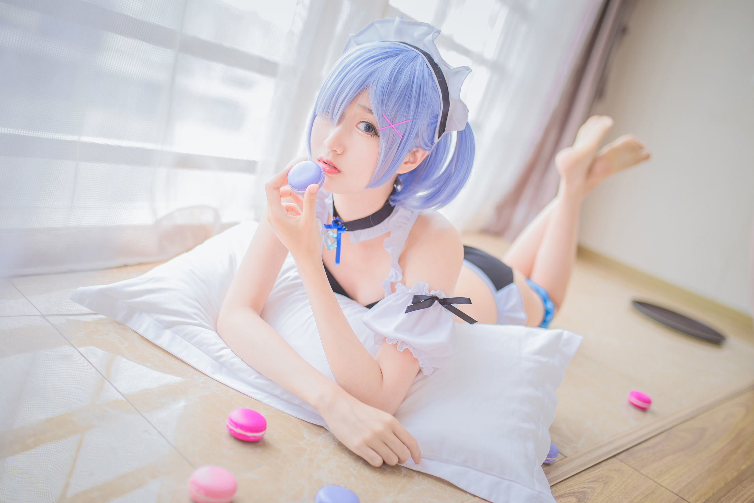[萝莉COS] 木绵绵OwO - 蕾姆泳装+兔女郎