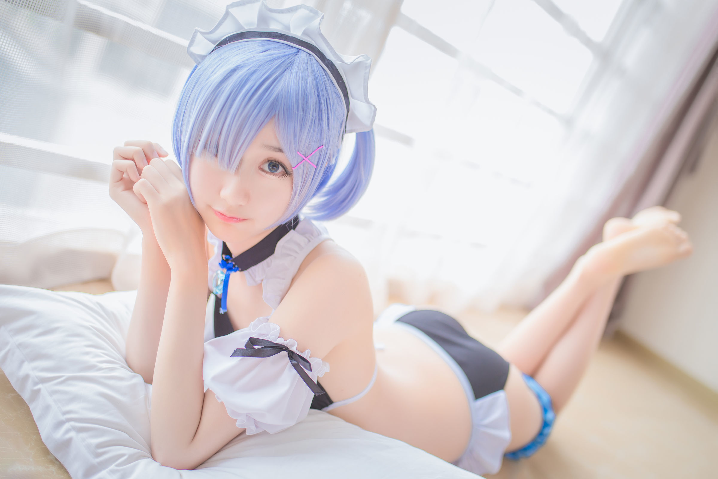 [萝莉COS] 木绵绵OwO - 蕾姆泳装+兔女郎