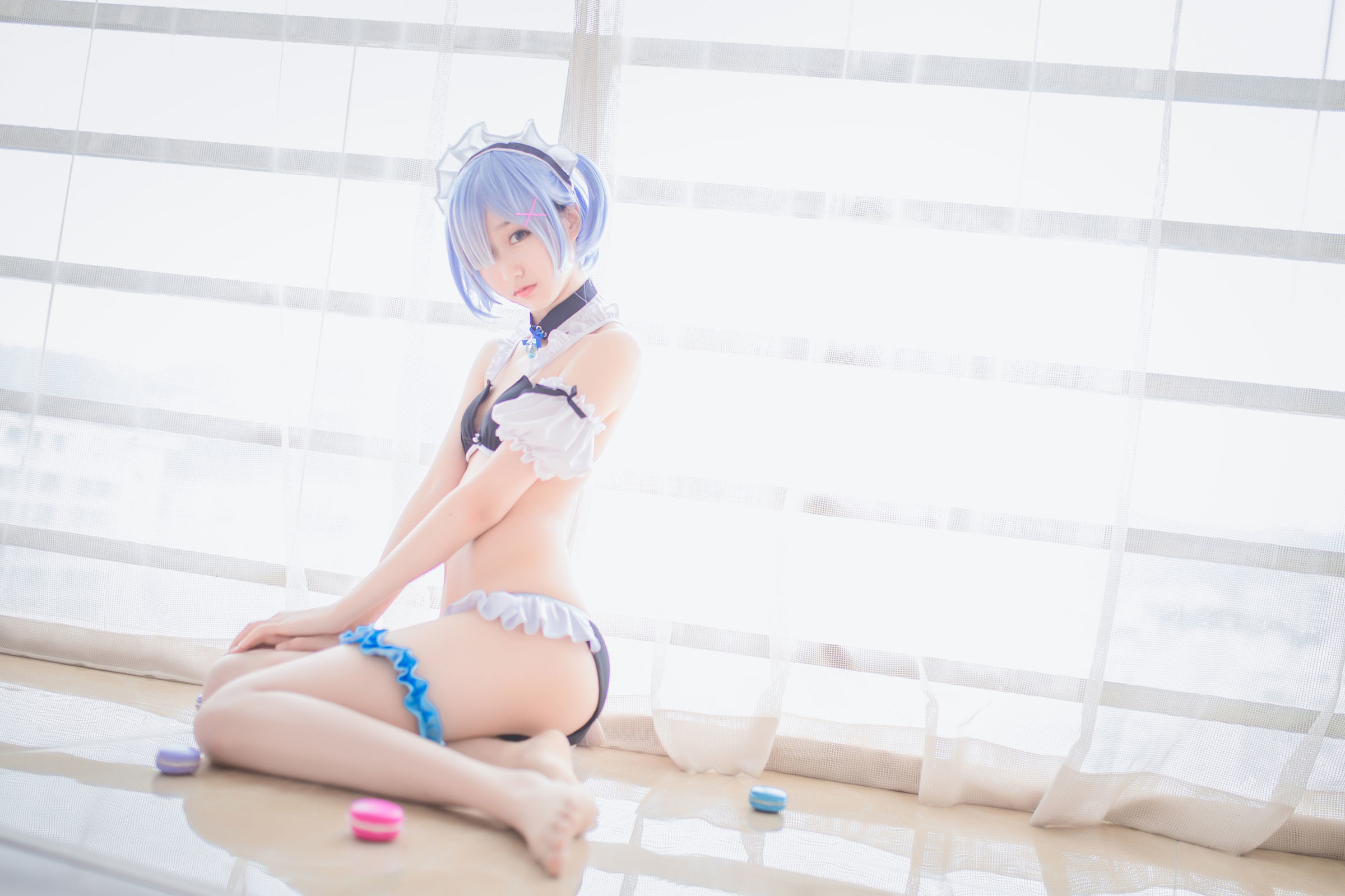 [萝莉COS] 木绵绵OwO - 蕾姆泳装+兔女郎