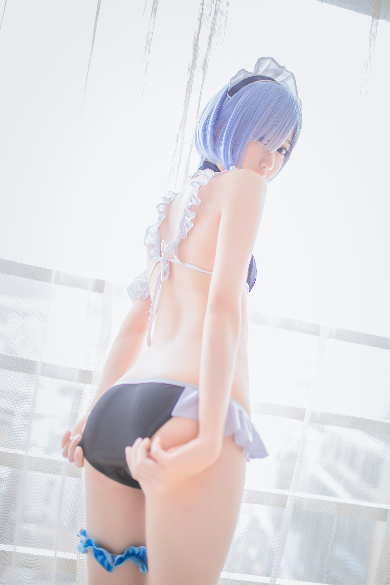 [萝莉COS] 木绵绵OwO - 蕾姆泳装+兔女郎