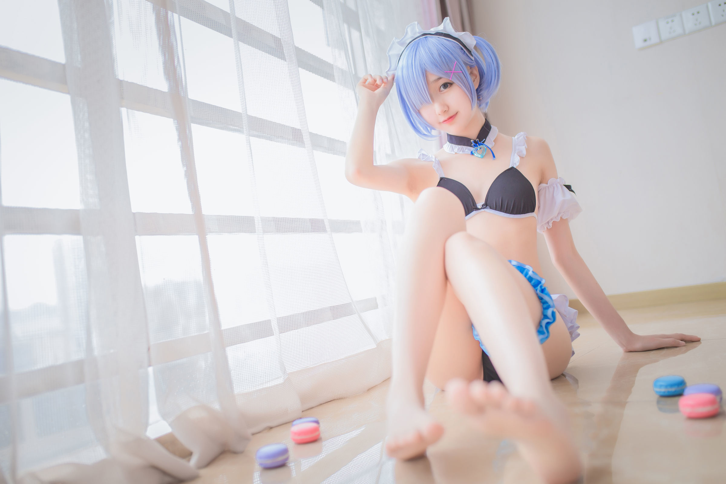 [萝莉COS] 木绵绵OwO - 蕾姆泳装+兔女郎