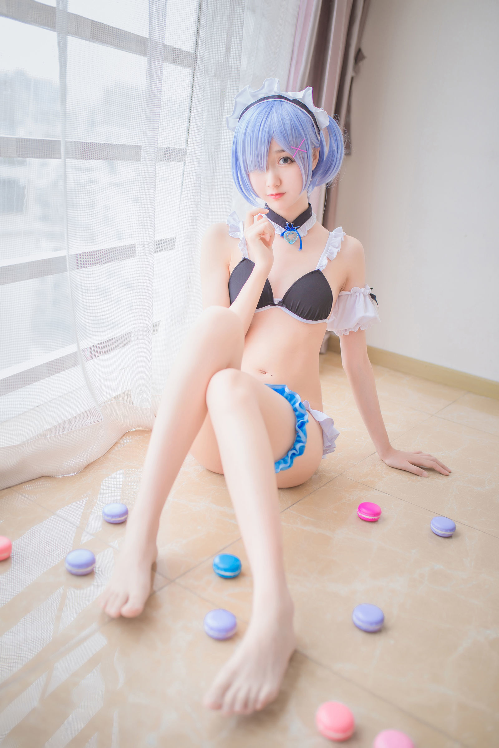 [萝莉COS] 木绵绵OwO - 蕾姆泳装+兔女郎