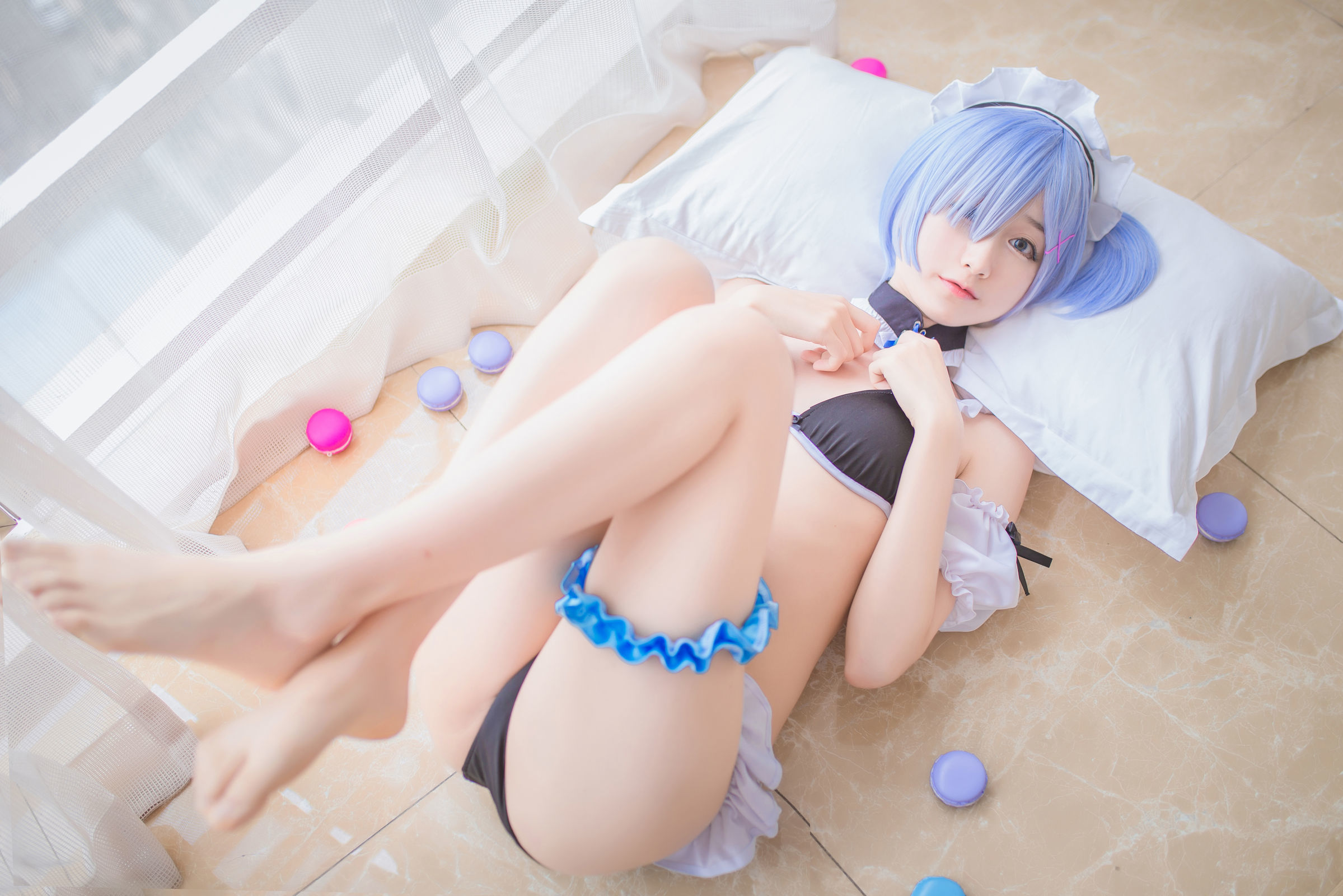 [萝莉COS] 木绵绵OwO - 蕾姆泳装+兔女郎