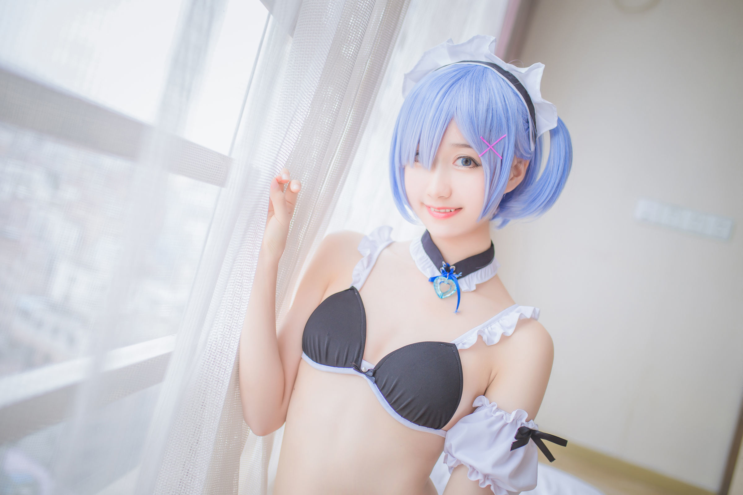 [萝莉COS] 木绵绵OwO - 蕾姆泳装+兔女郎