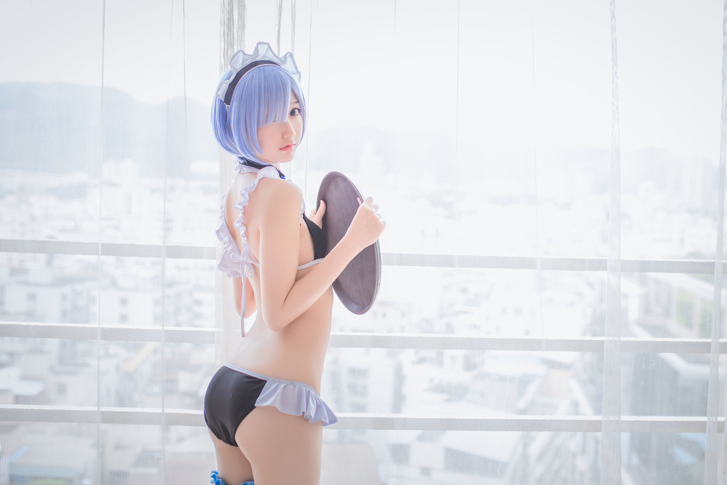 [萝莉COS] 木绵绵OwO - 蕾姆泳装+兔女郎
