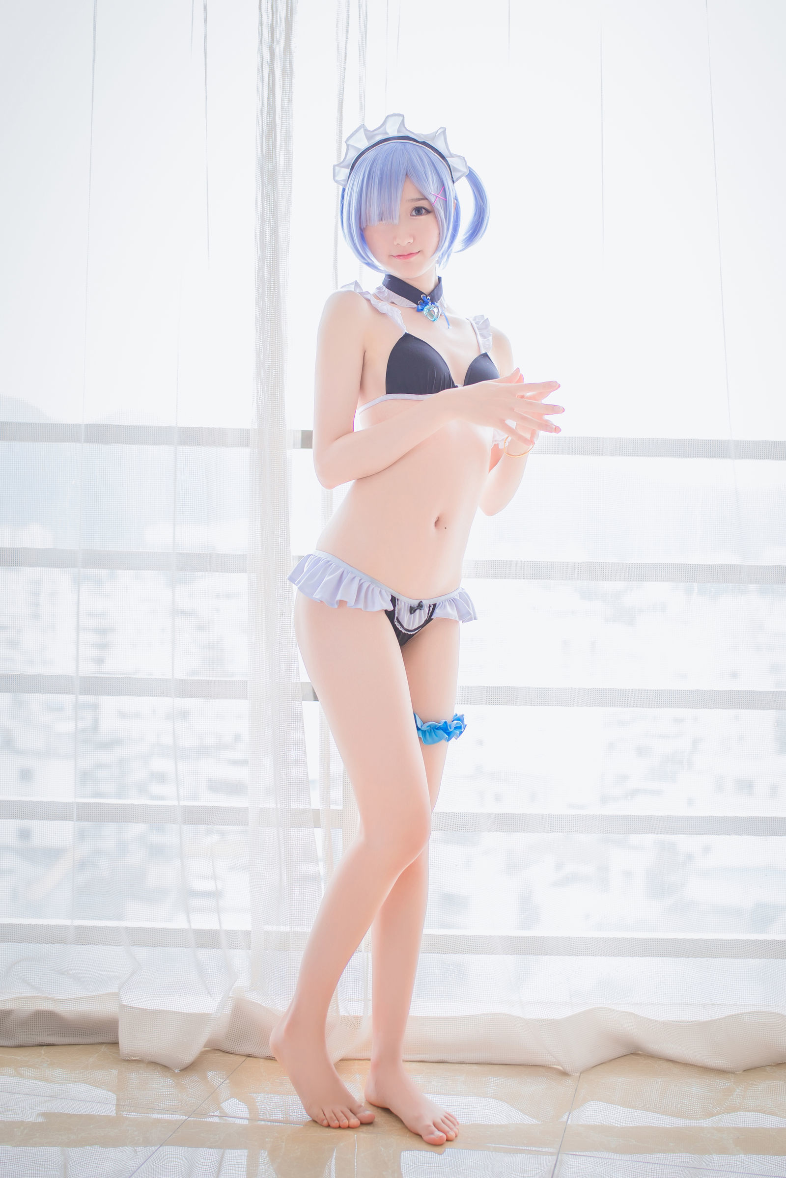 [萝莉COS] 木绵绵OwO - 蕾姆泳装+兔女郎
