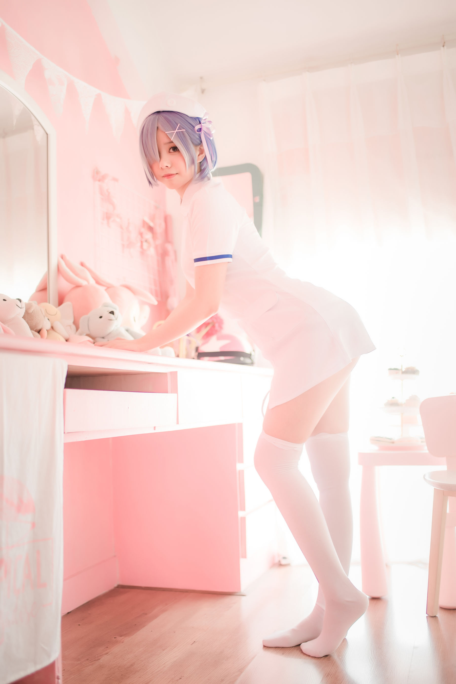 [萝莉COS] 萌系小野妹子w - 白色纱裙+蕾姆护士+蕾姆兔女郎