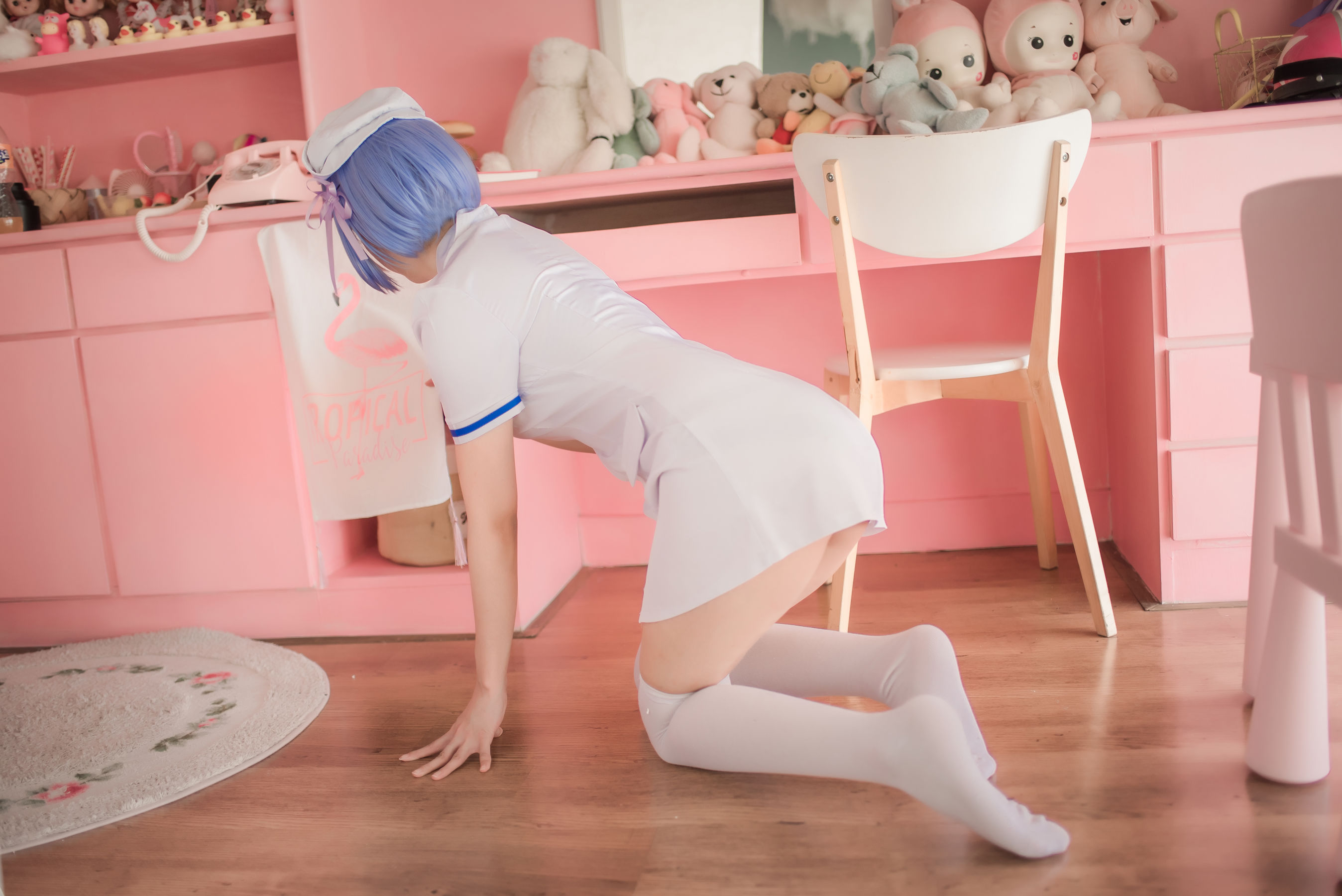 [萝莉COS] 萌系小野妹子w - 白色纱裙+蕾姆护士+蕾姆兔女郎