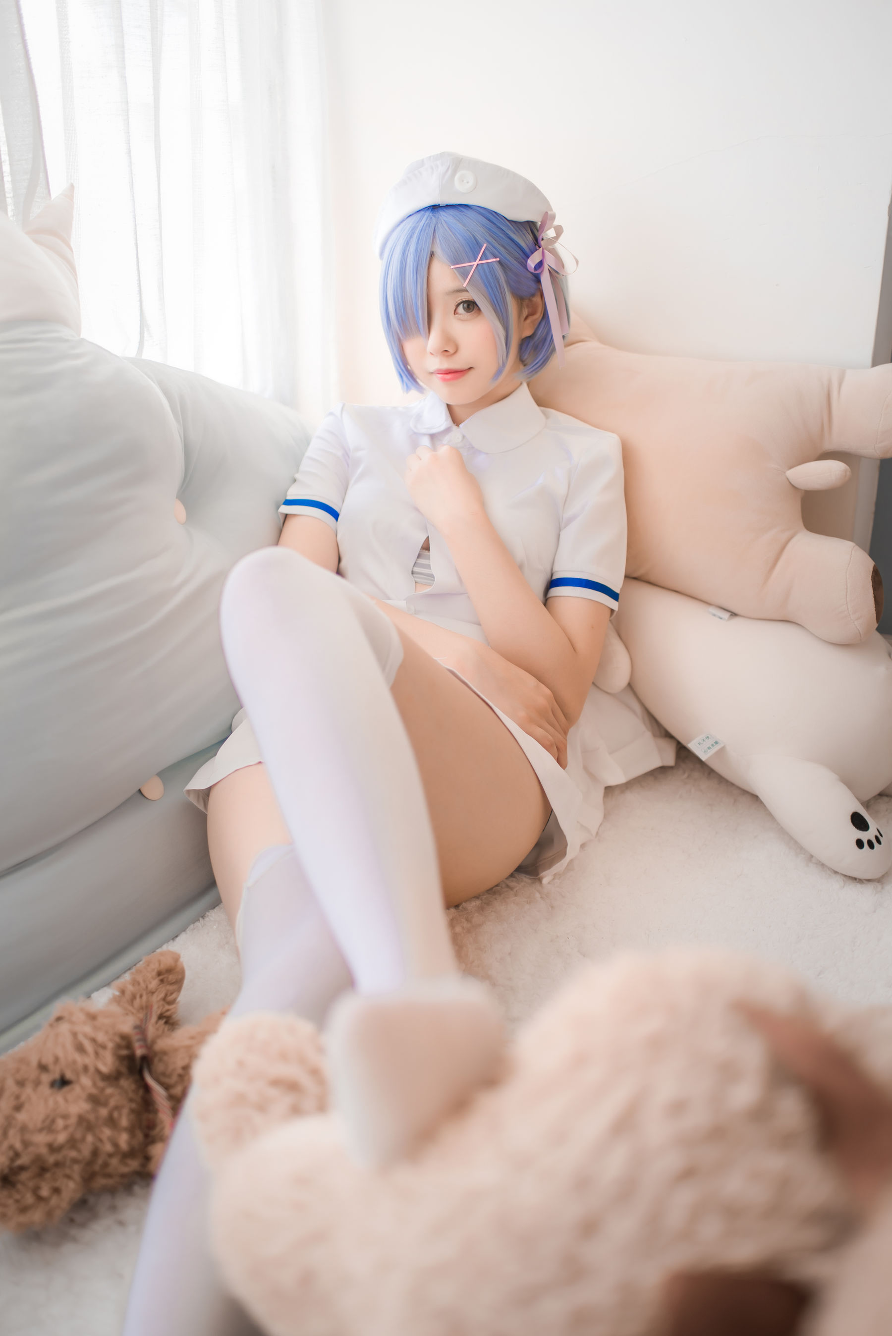[萝莉COS] 萌系小野妹子w - 白色纱裙+蕾姆护士+蕾姆兔女郎