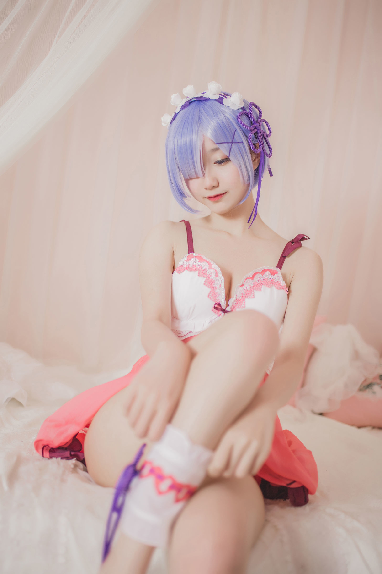 [萝莉COS] 木绵绵OwO - 蕾姆睡衣