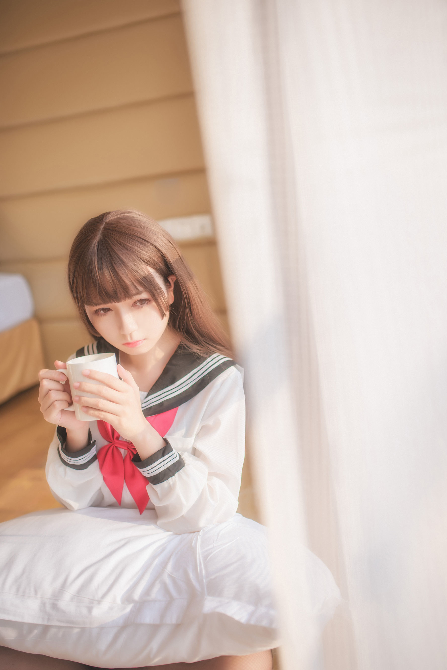 [萝莉COS] 白金Saki - 半透明水手服