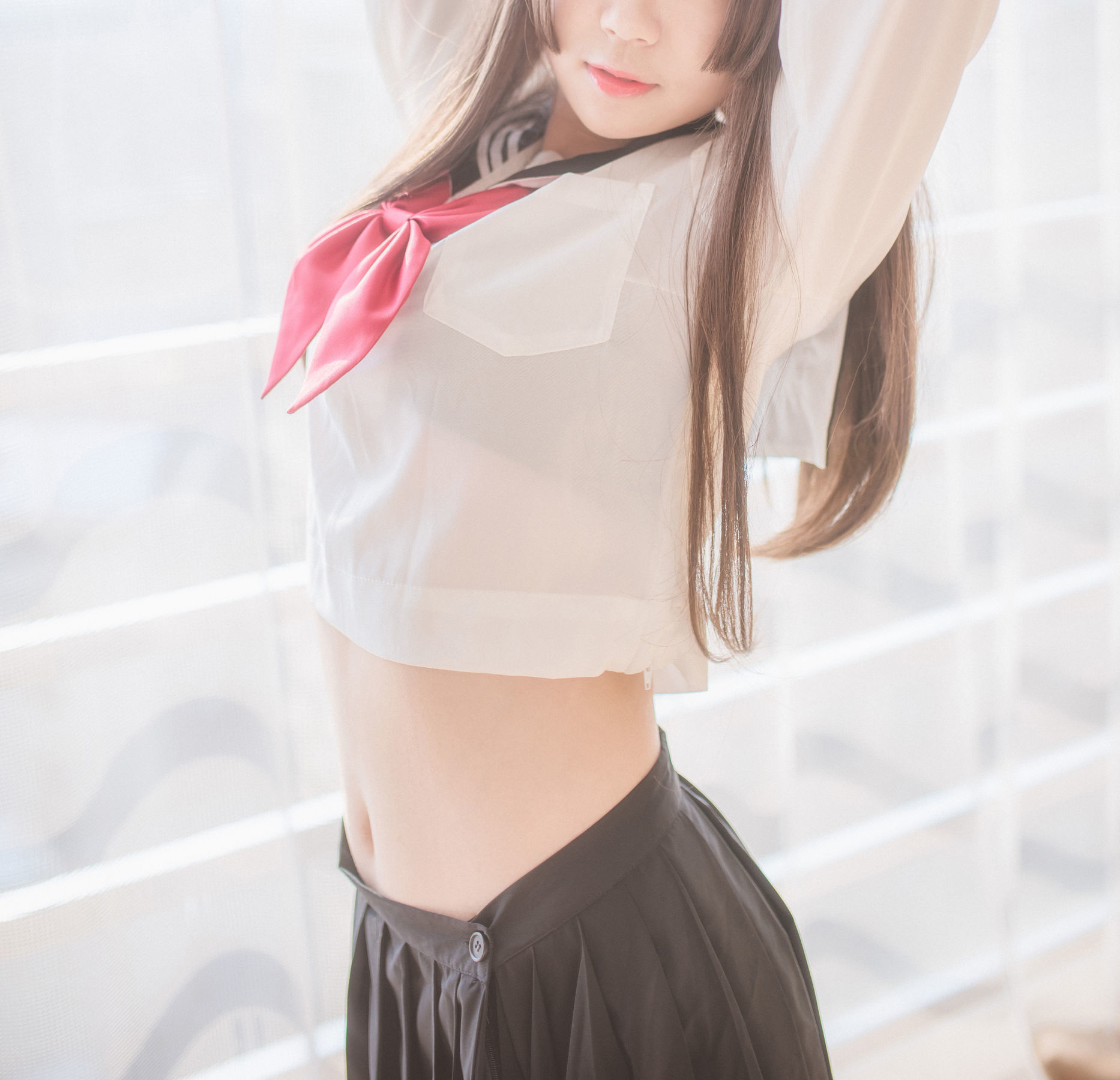 [萝莉COS] 白金Saki - 半透明水手服