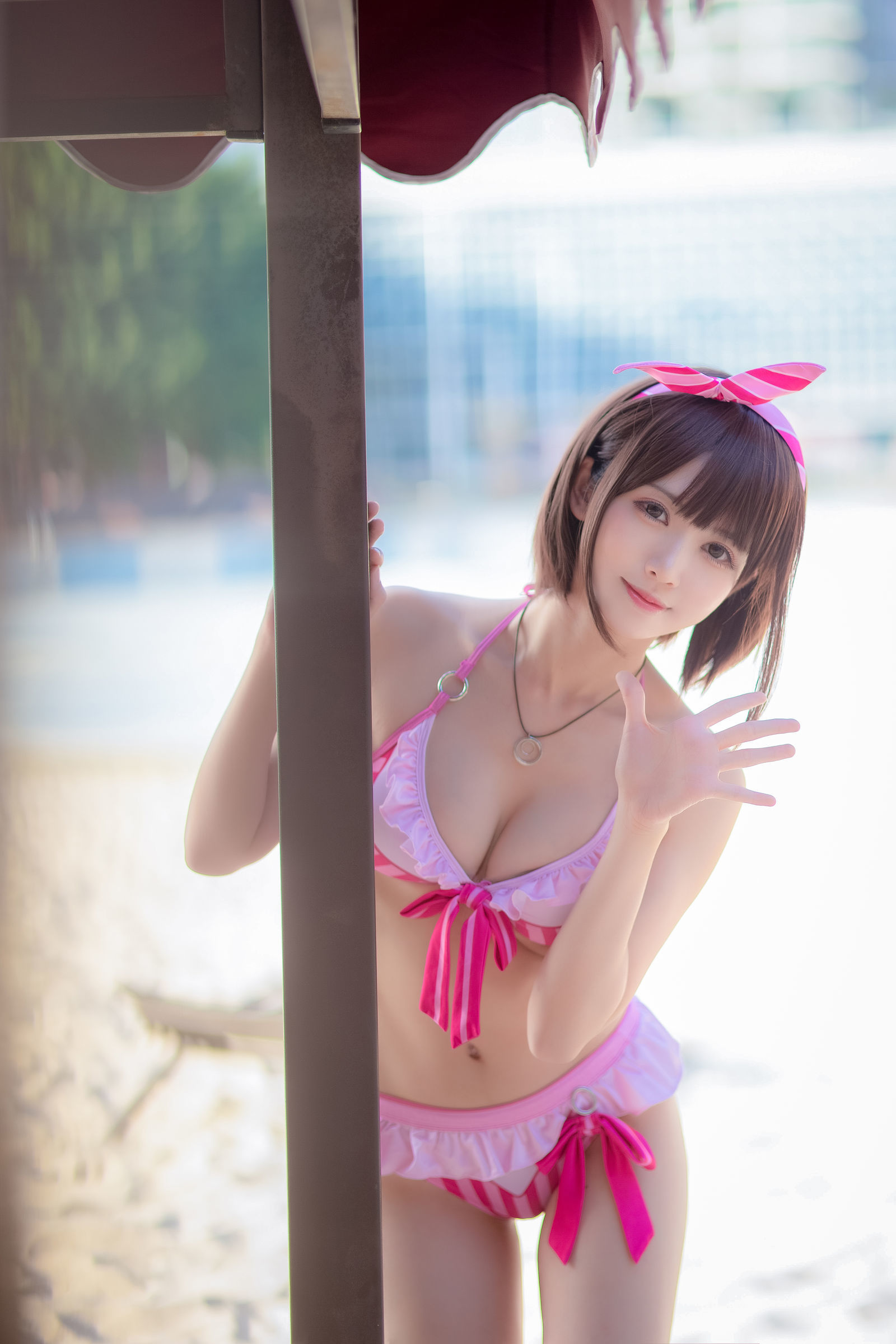 [萝莉COS] 鳗鱼霏儿 - 加藤惠 粉色泳装
