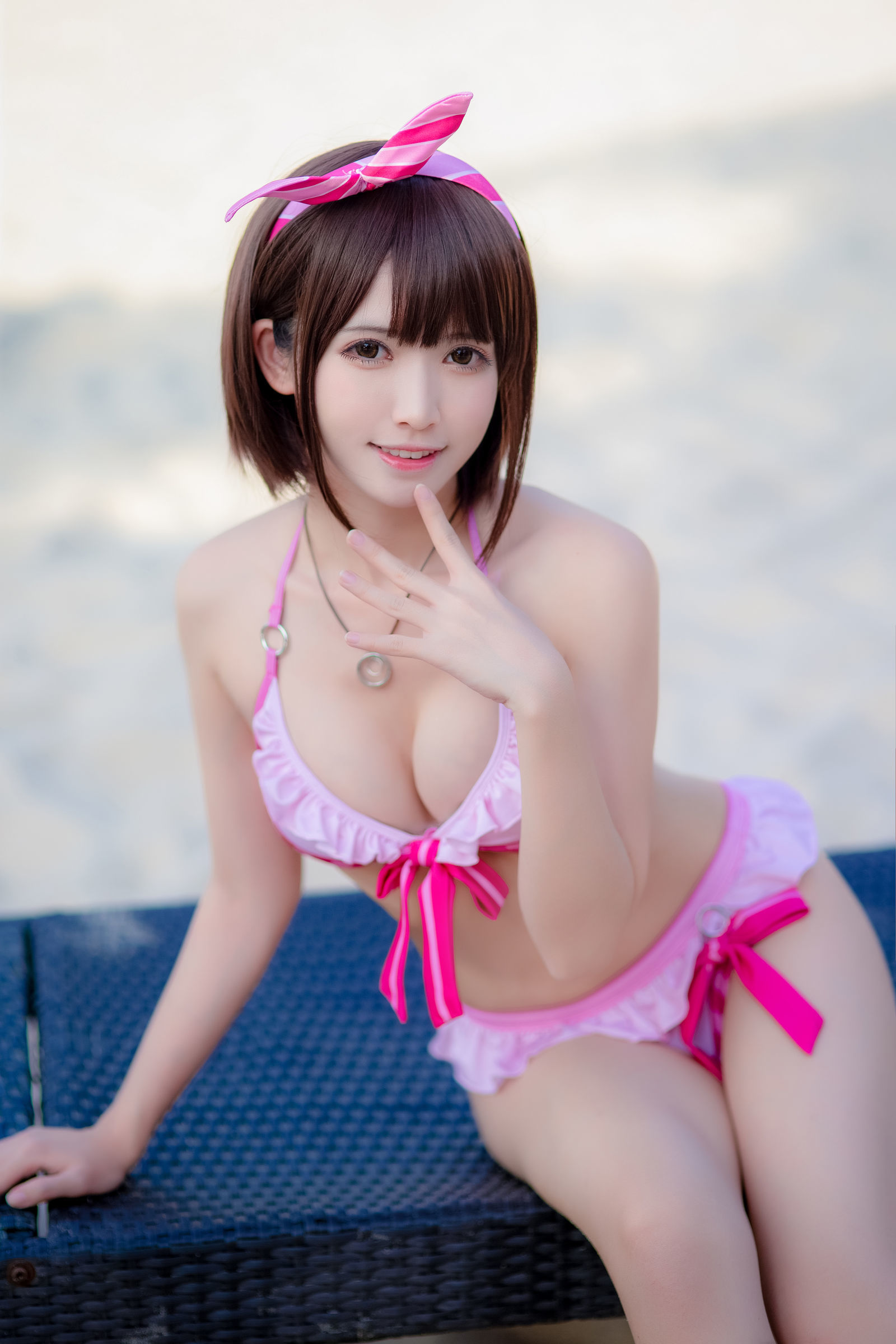 [萝莉COS] 鳗鱼霏儿 - 加藤惠 粉色泳装