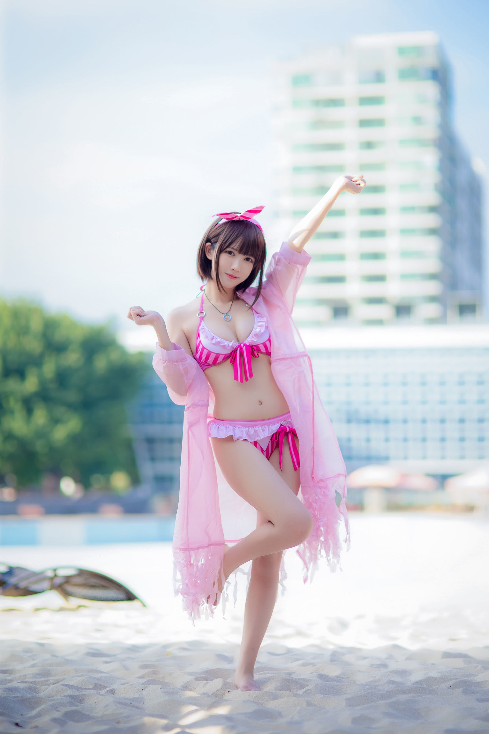 [萝莉COS] 鳗鱼霏儿 - 加藤惠 粉色泳装