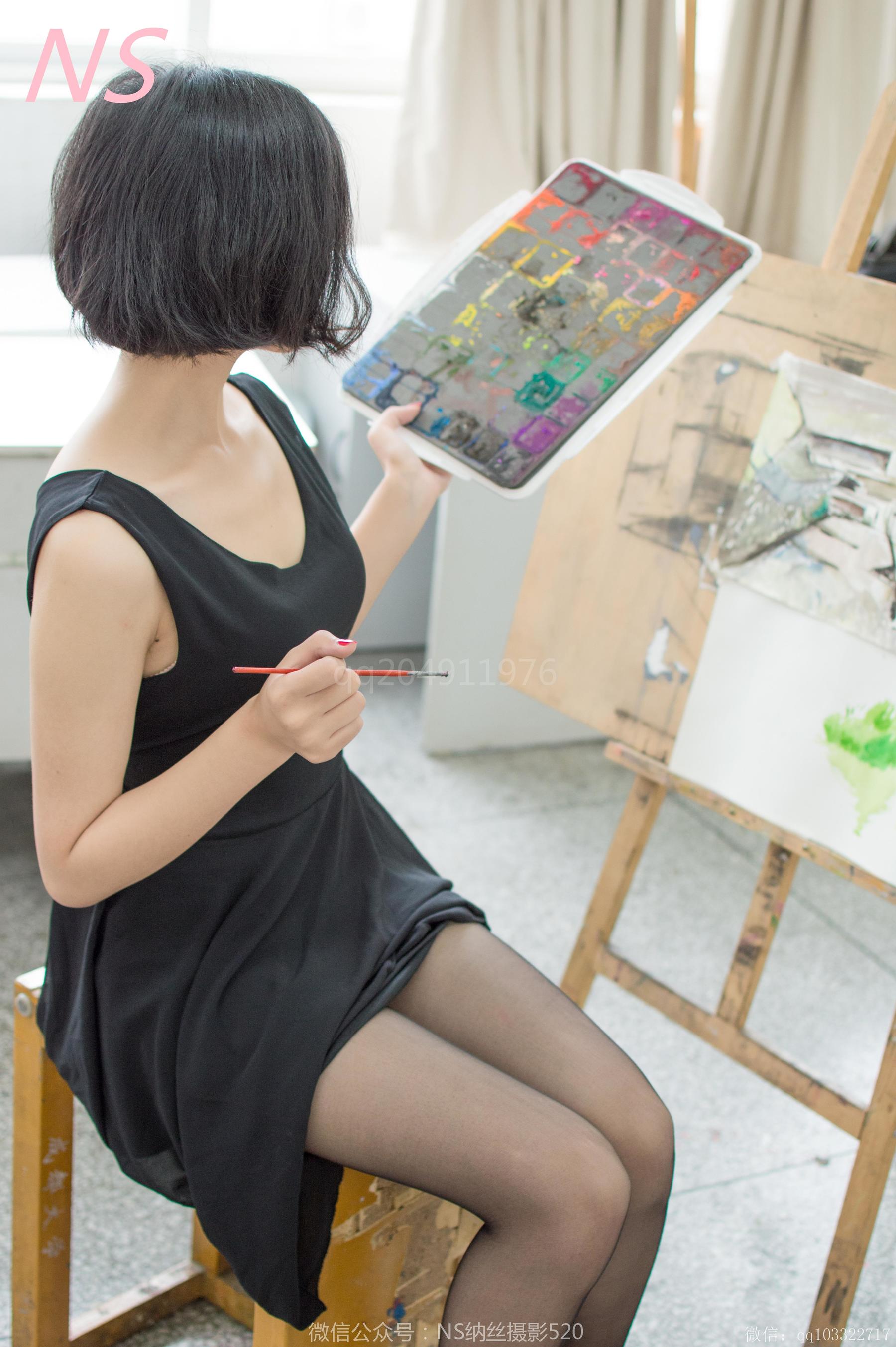 [纳丝摄影]  柔惠 黑色丝袜的画室含苞欲放