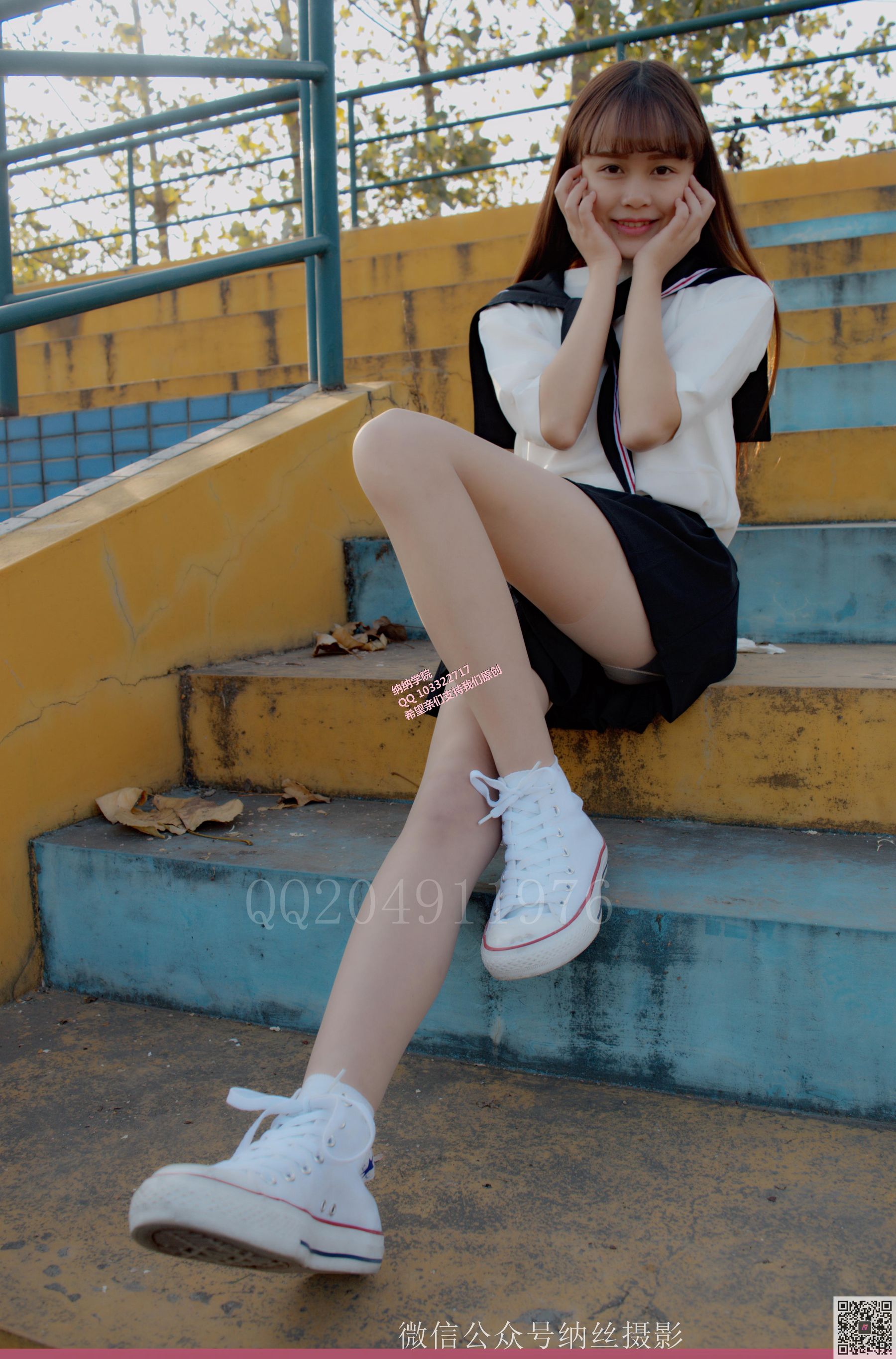 [纳丝摄影] NO.013 霜儿 JK户外肉丝美腿