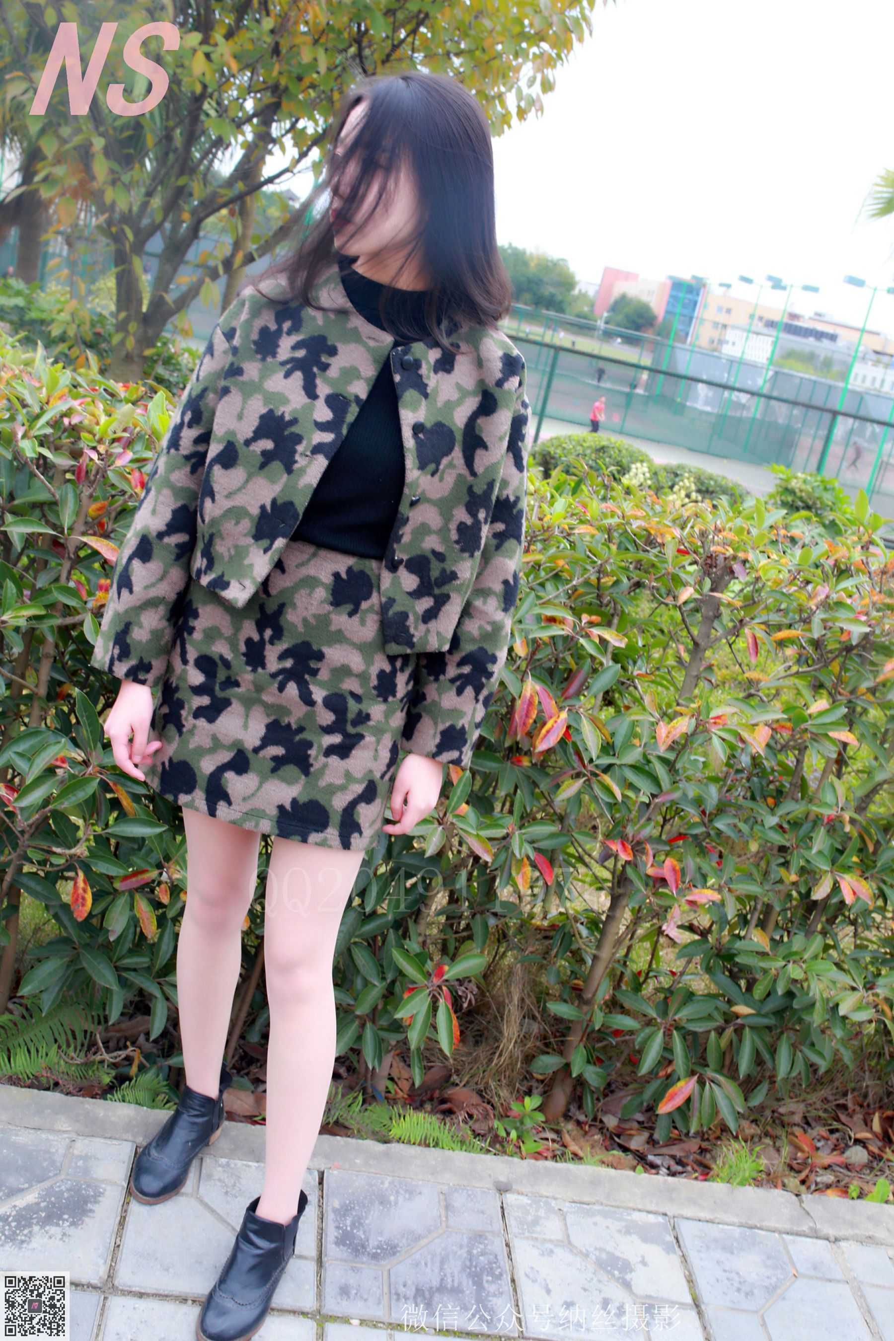 [纳丝摄影] NO.095 微微 迷彩少女户外肉丝