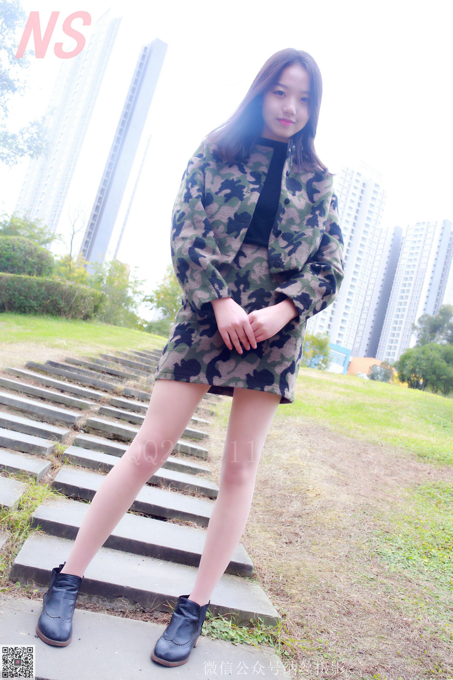 [纳丝摄影] NO.095 微微 迷彩少女户外肉丝