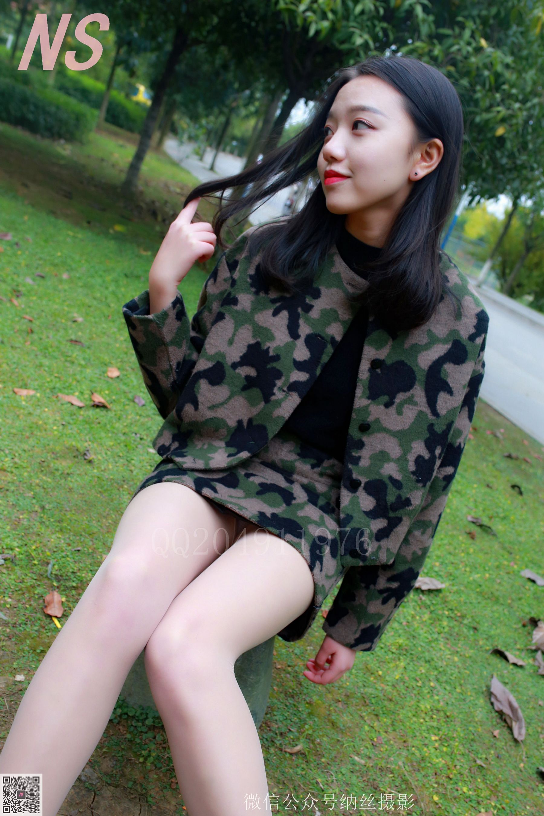 [纳丝摄影] NO.095 微微 迷彩少女户外肉丝