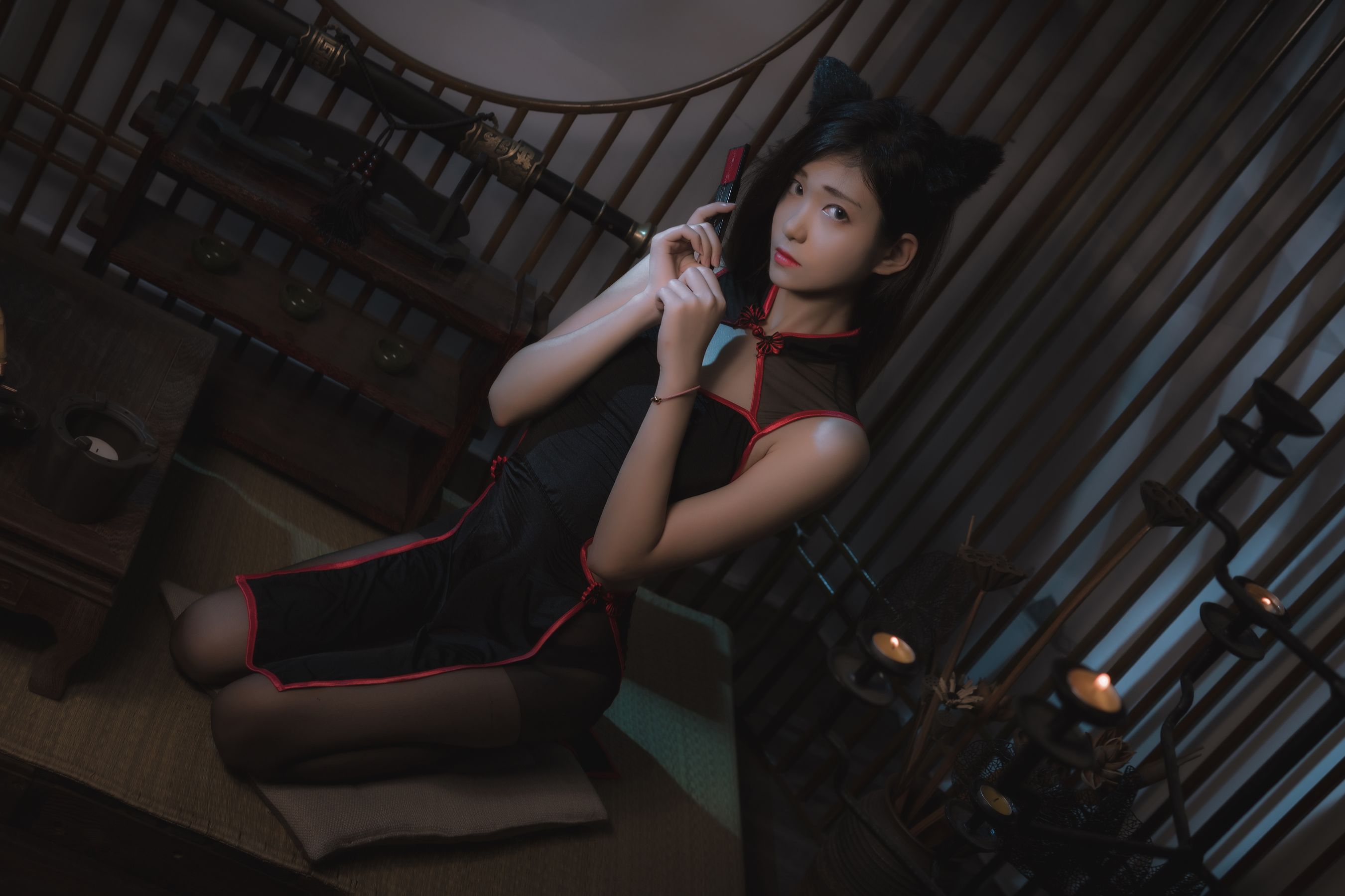 动漫博主南桃Momoko 黑旗袍