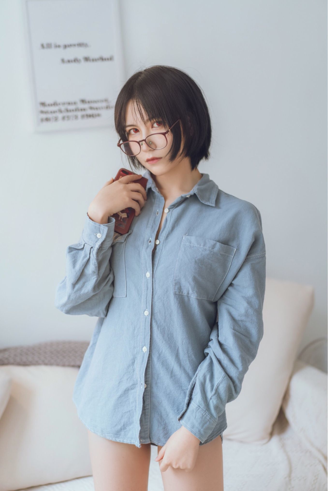 COSER美女逐月su 蓝色衬衫