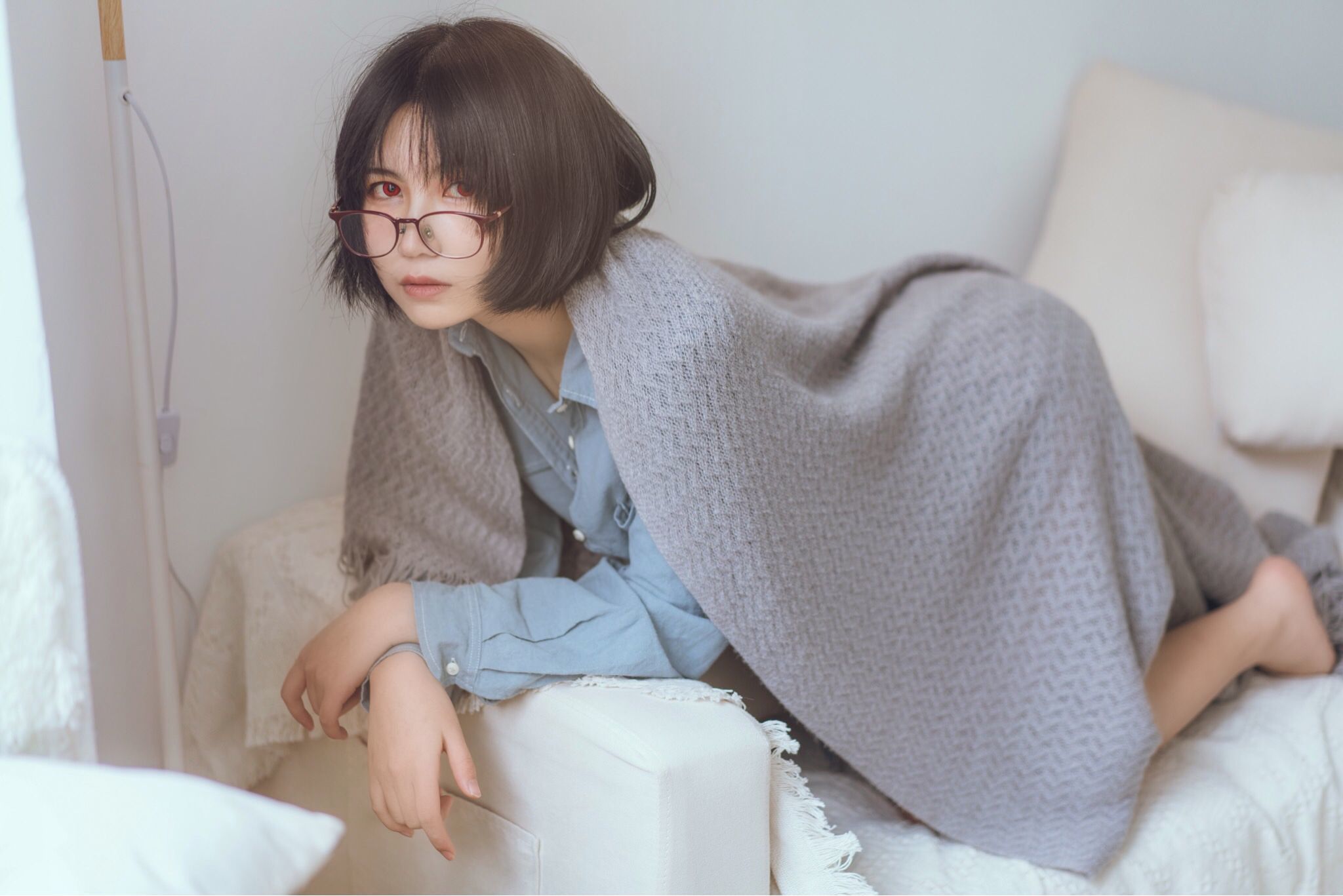 COSER美女逐月su 蓝色衬衫