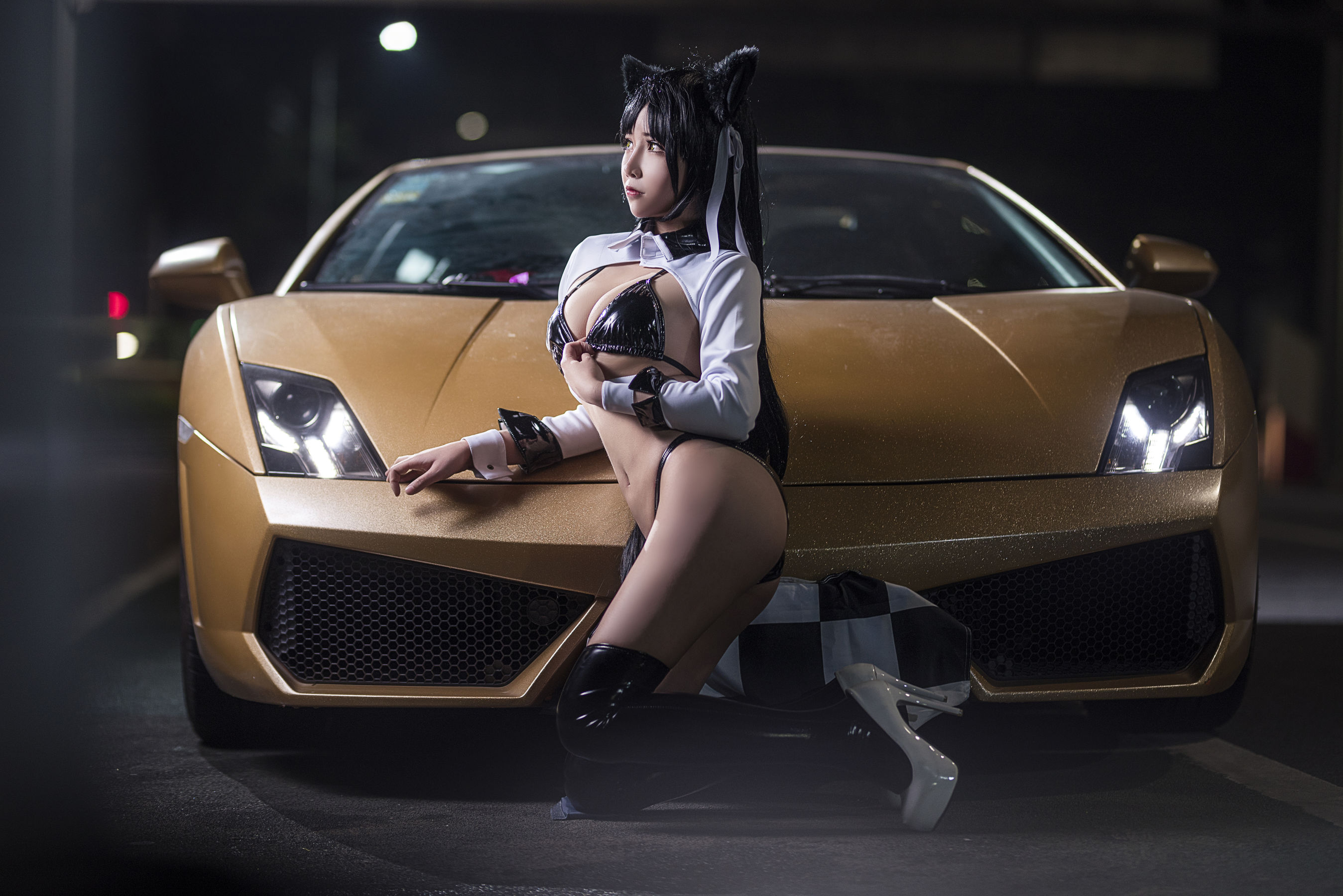 二次元妹子抱走莫子aa 赛车女郎