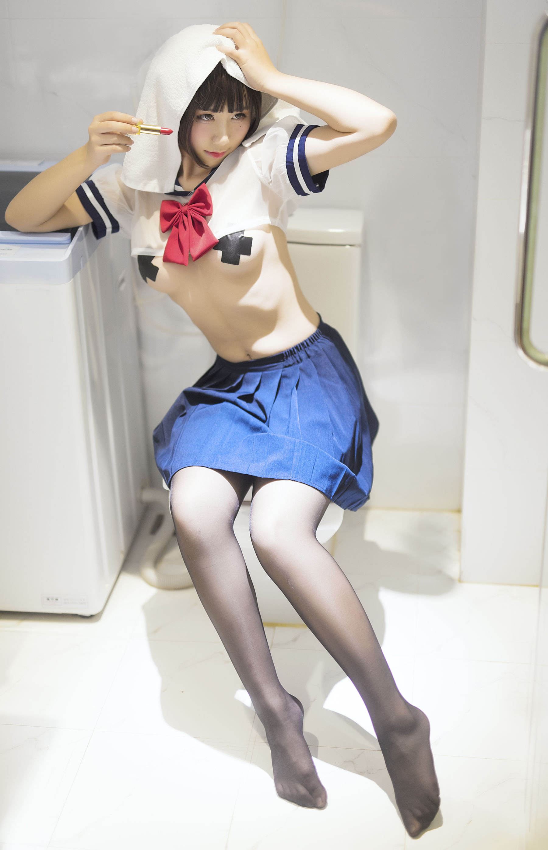 动漫博主九曲Jean JK透明制服