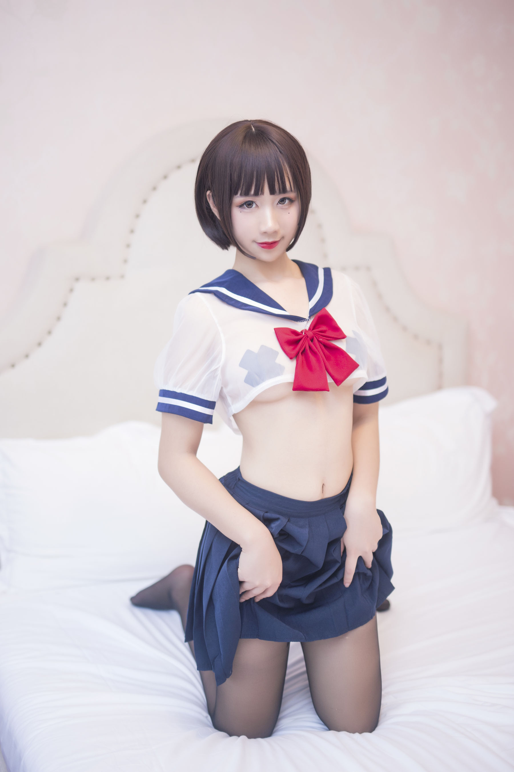 动漫博主九曲Jean JK透明制服