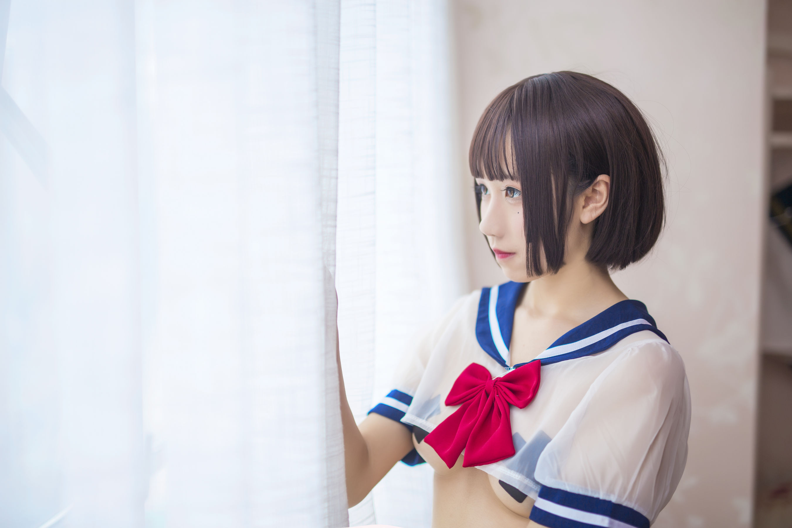 动漫博主九曲Jean JK透明制服